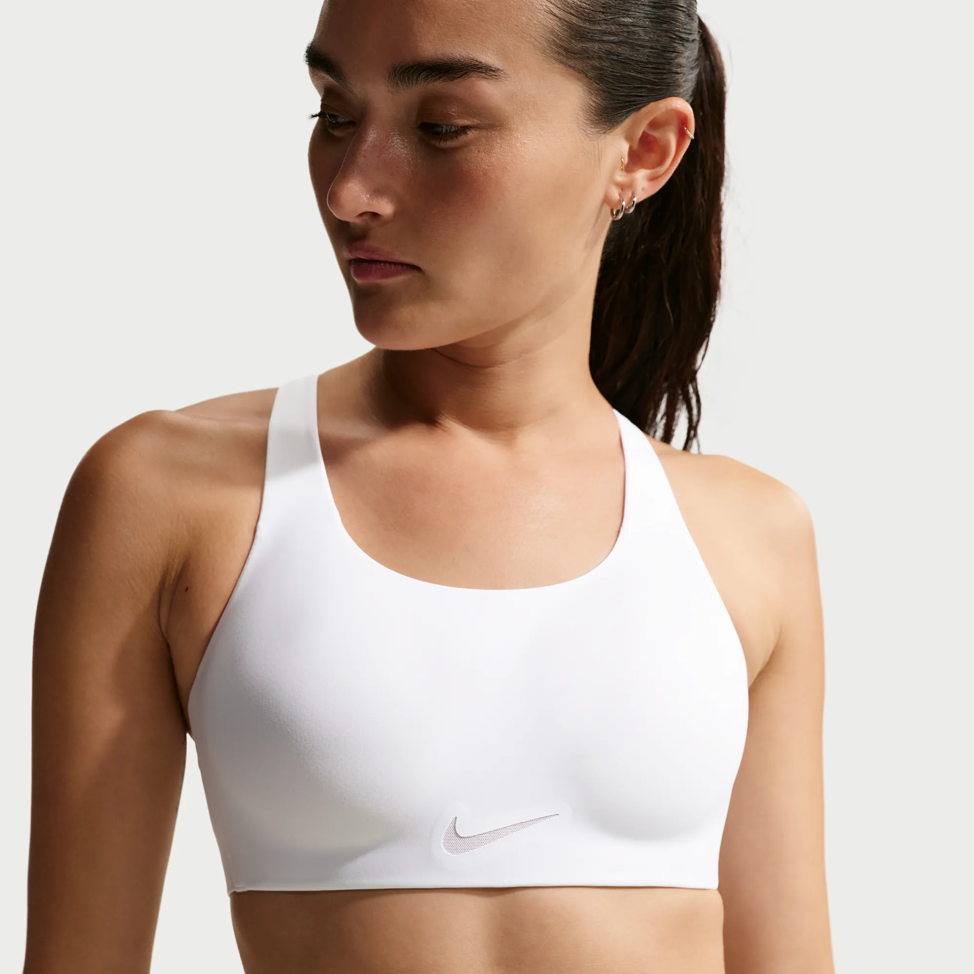 Nike Rival Women's Ultrahigh-Support Padded Sports Bra - White - Polyester/Elastene Mesh