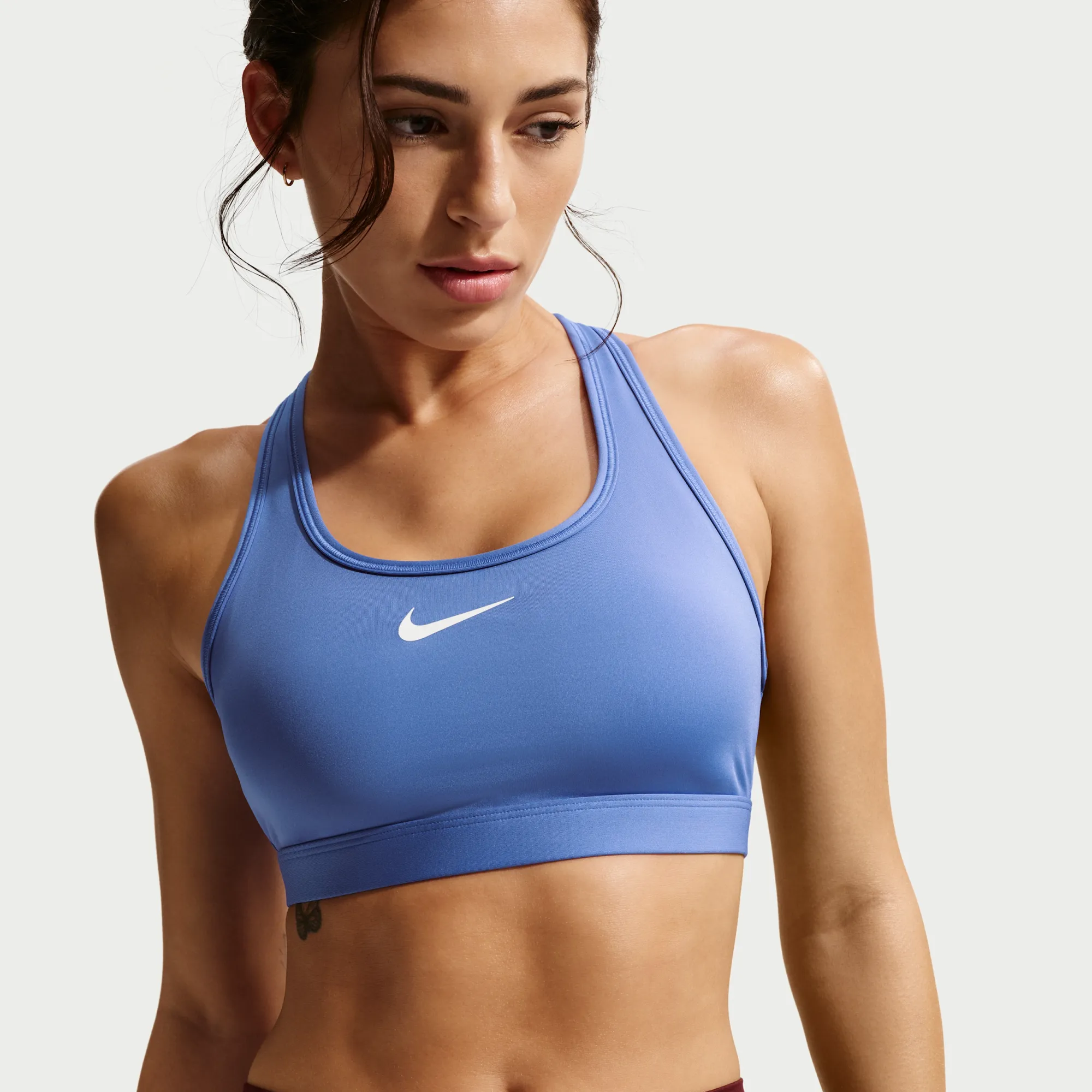 Nike Swoosh Medium-Support Women's Padded Sports Bra - Blue - Polyester/Elastane