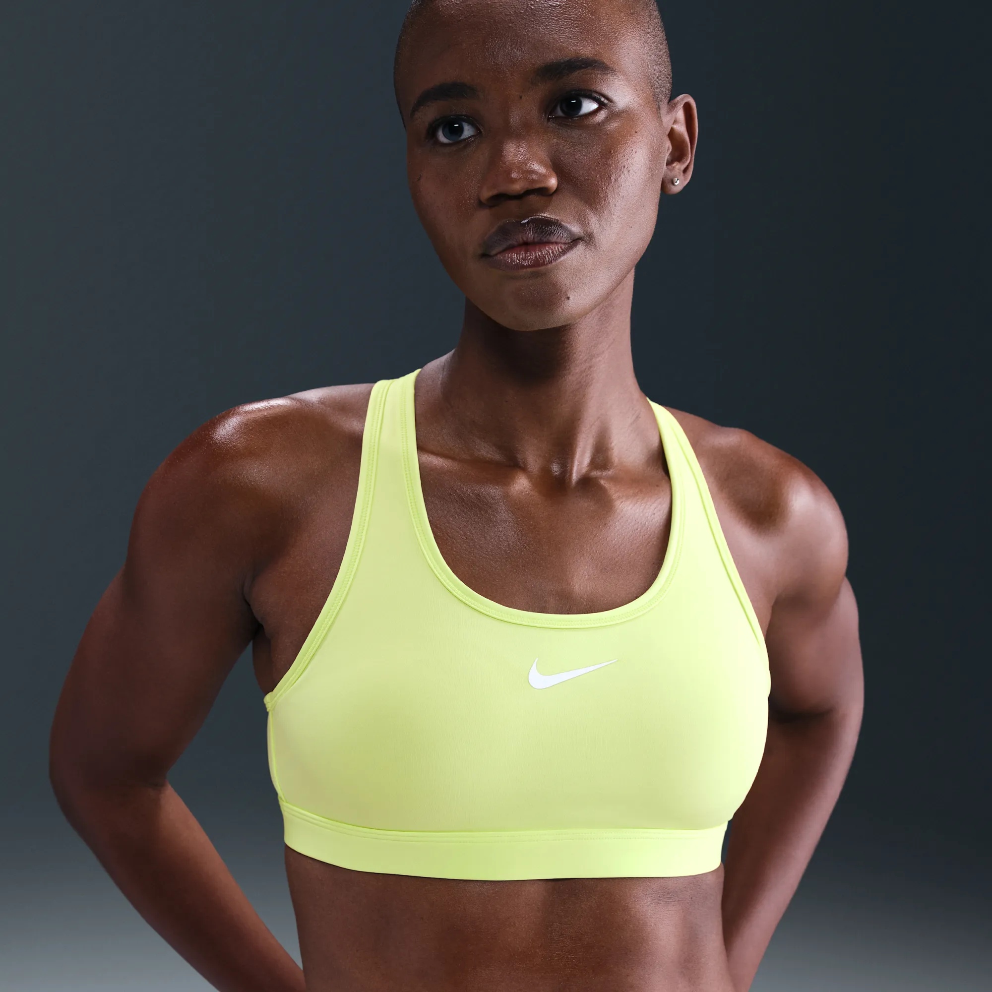 Nike Swoosh Medium-Support Women's Padded Sports Bra - Yellow - Polyester/Elastane