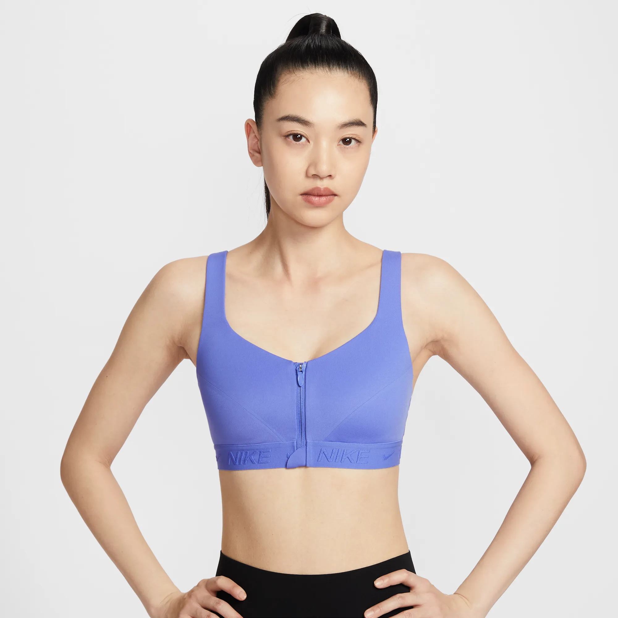 Nike Indy High-Support Women's Padded Front-Zip Sports Bra - Blue - Polyester/Elastane