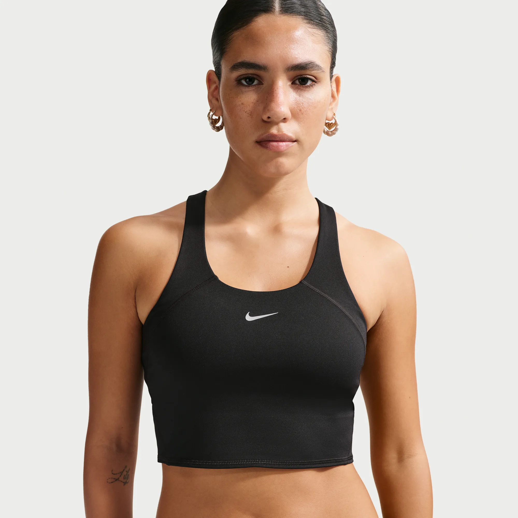 Nike Tempo Women's Medium-Support Cropped Sports Bra Tank Top - Black - Polyester/Elastane