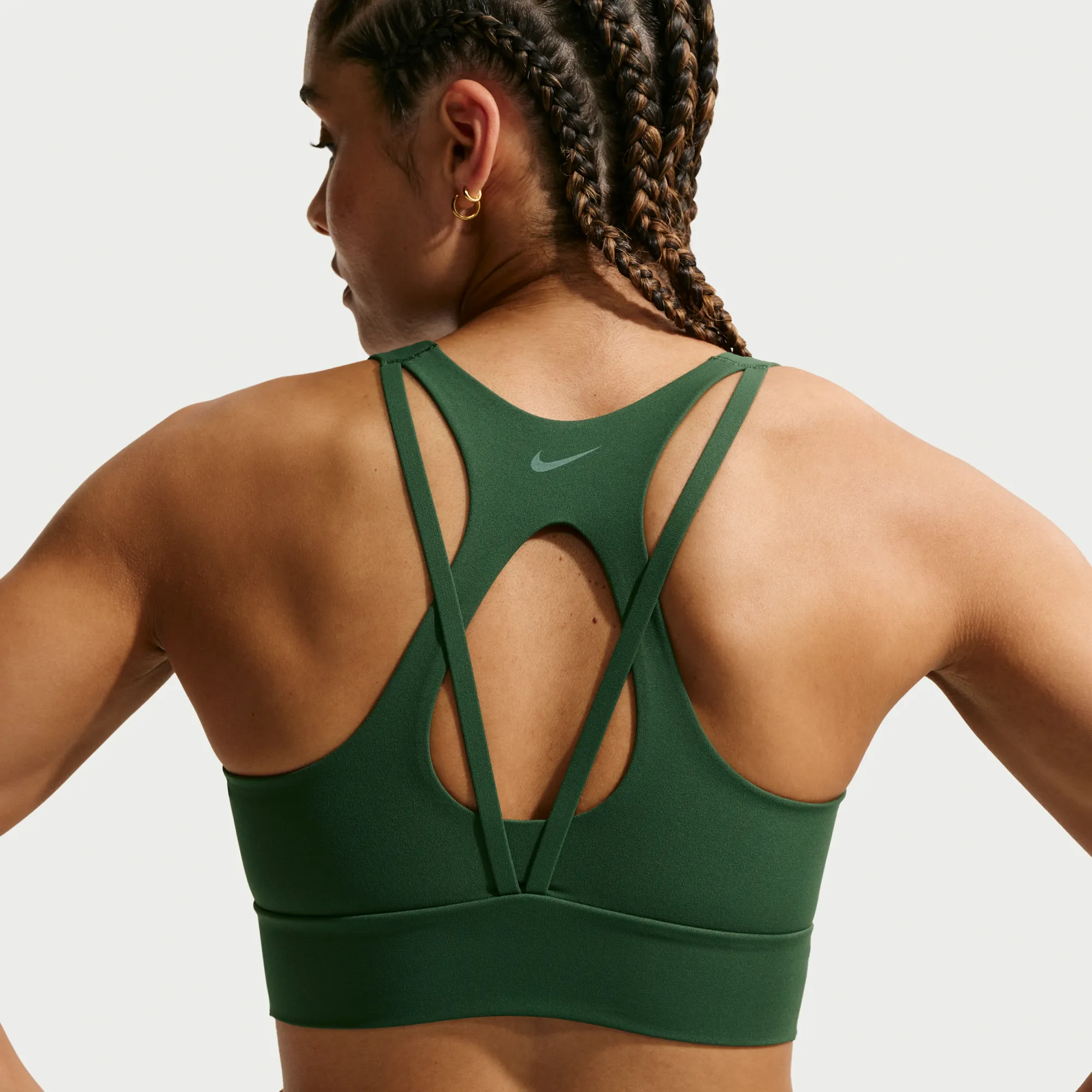 Nike Zenvy Women's Light-Support Padded Longline Sports Bra - Green - Polyester