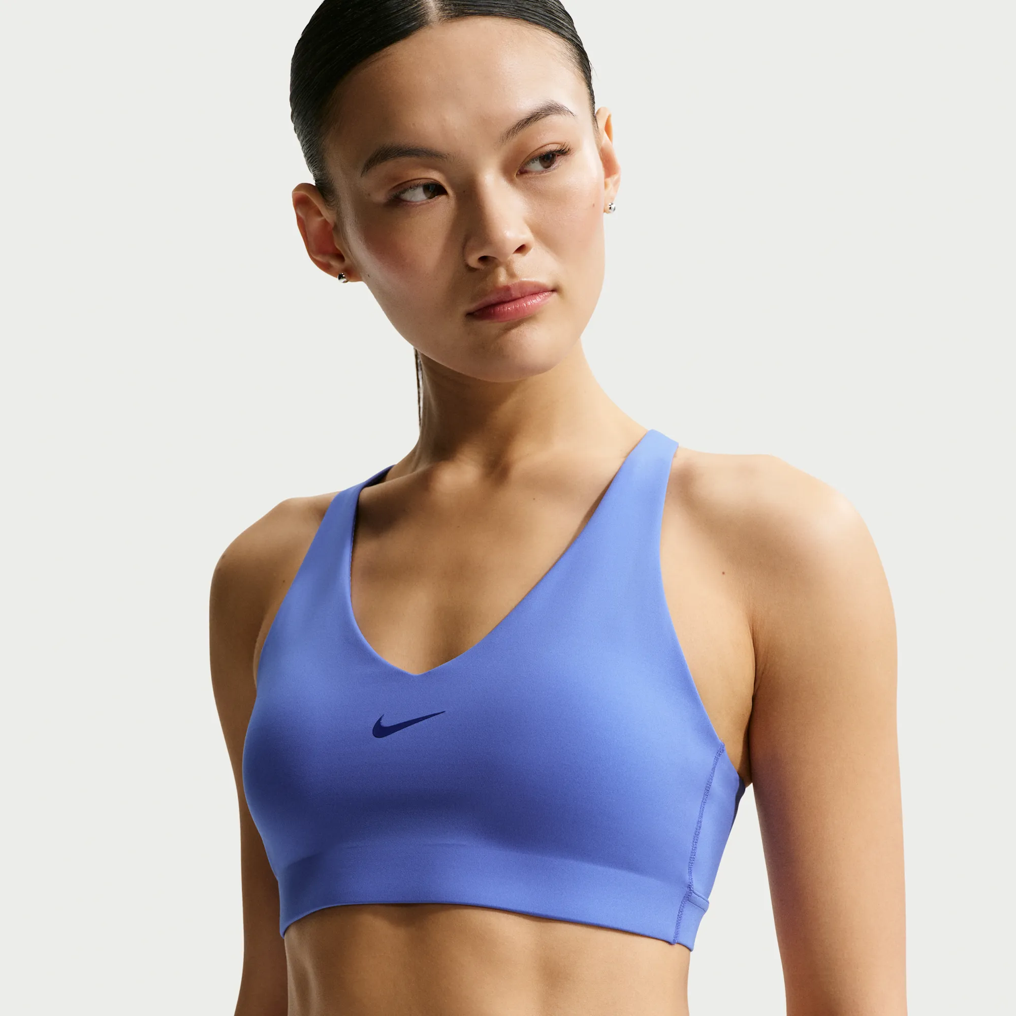 Nike Universa Women's Medium-Support Padded Sport Bra - Blue - Polyester/23 % Spandex Lining