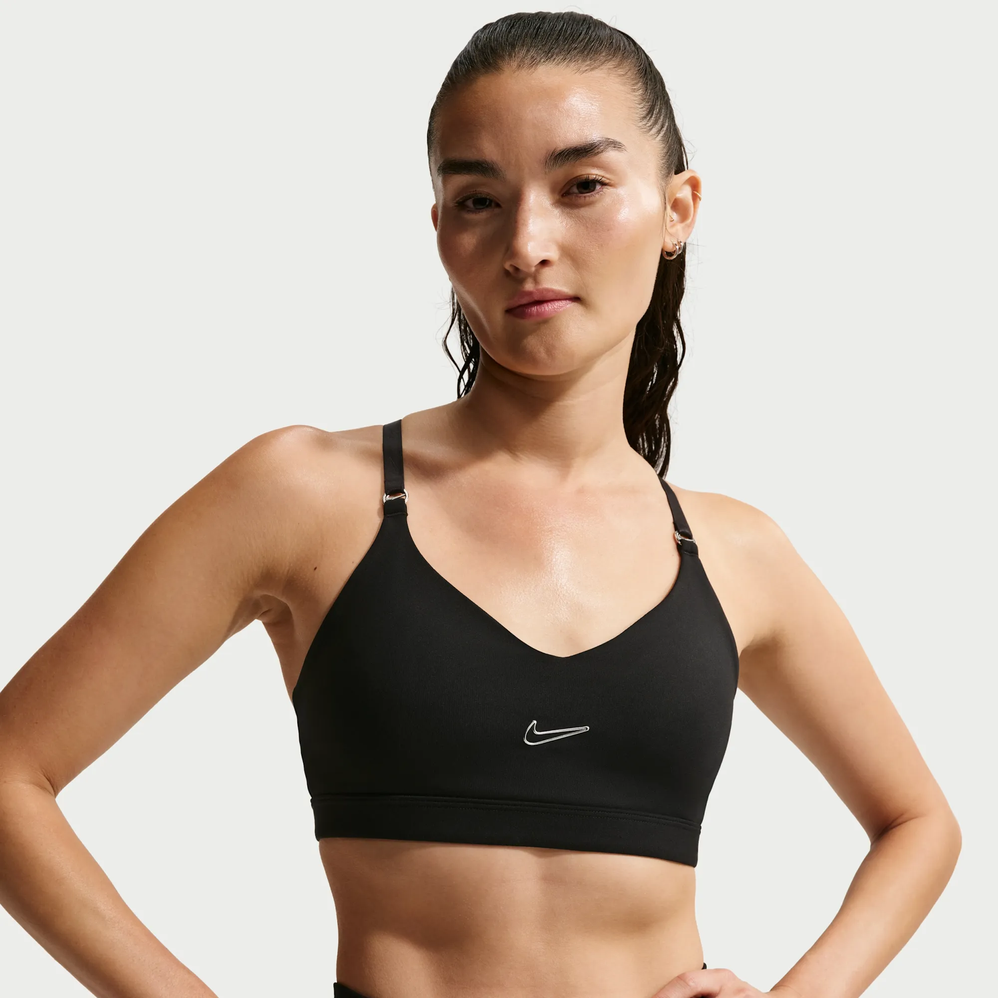 Nike Indy Women's Light-Support Padded Adjustable Sports Bra - Black - Polyester/Elastane
