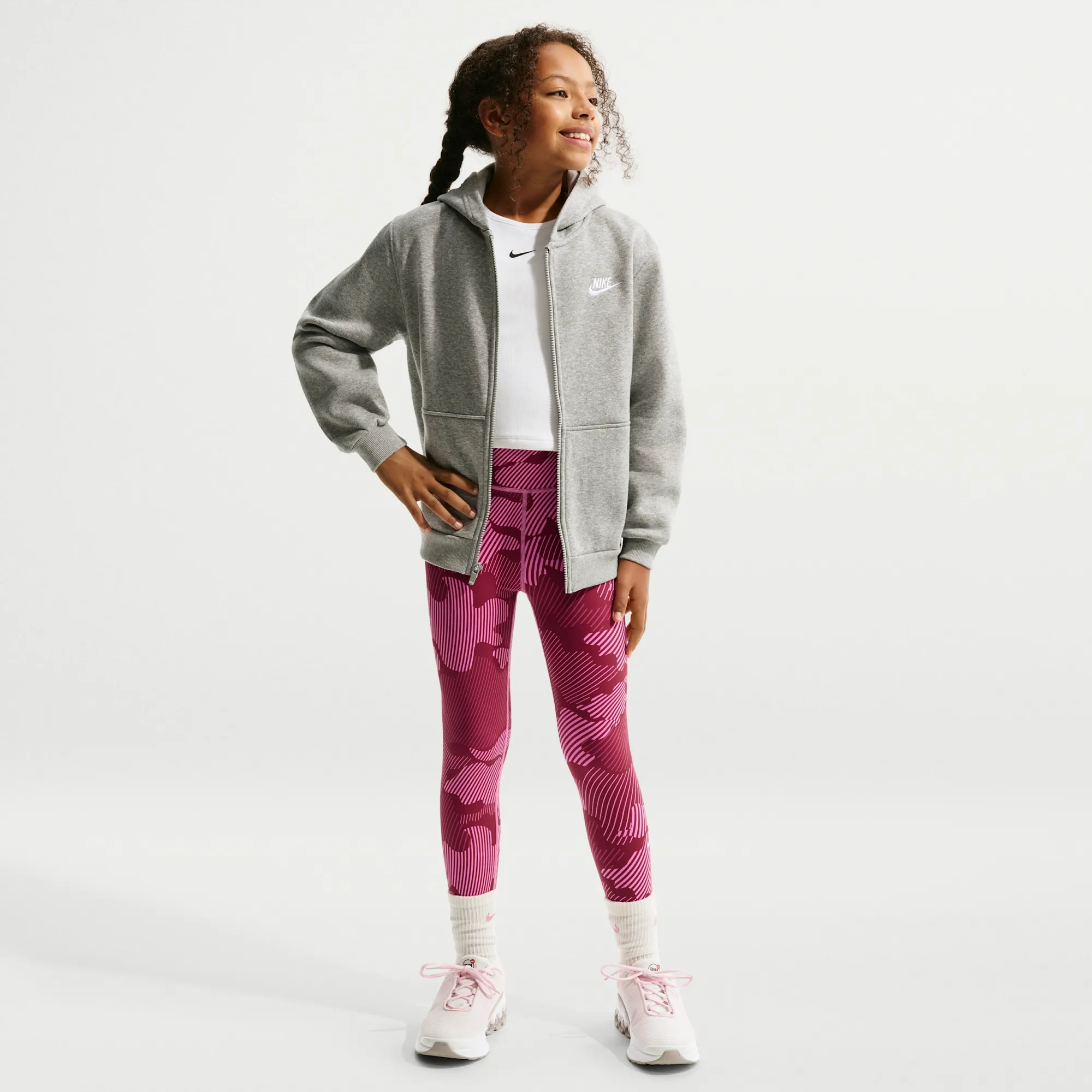Nike One Older Kids' (Girls') Dri-FIT Leggings - Pink - Polyester/Elastane