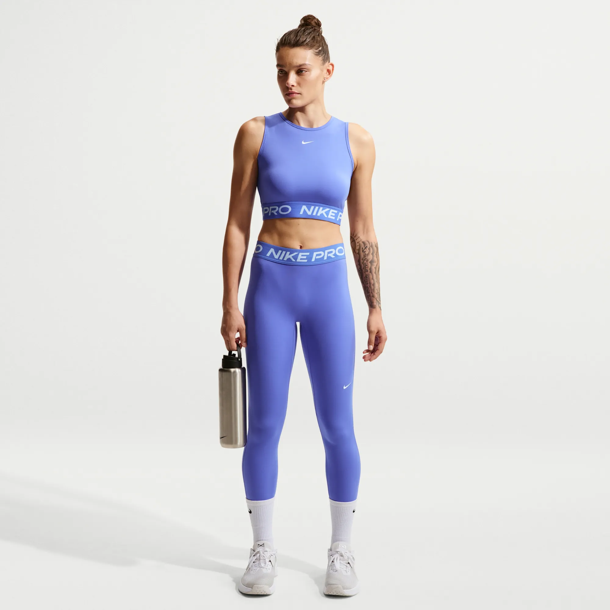 Nike Pro Women's Mid-Rise Full-Length Leggings - Blue - Polyester/Elastane