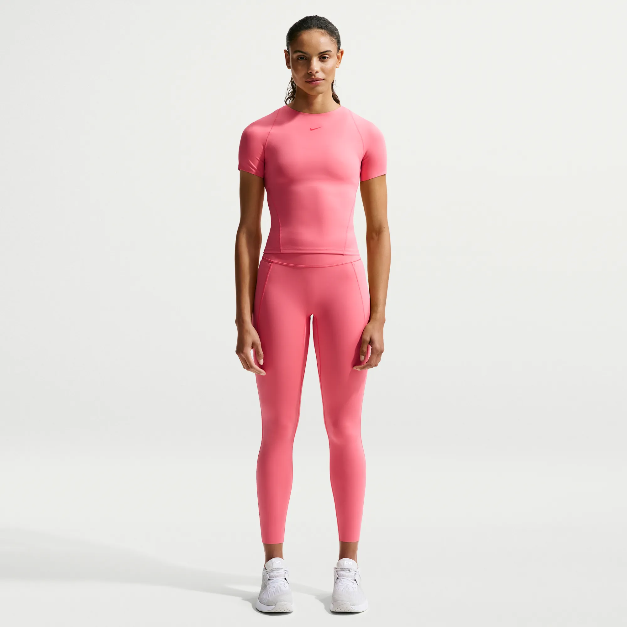 Nike Universa Women's High-Waisted 7/8 Leggings with No Front Seam - Pink - Polyester/Elastane