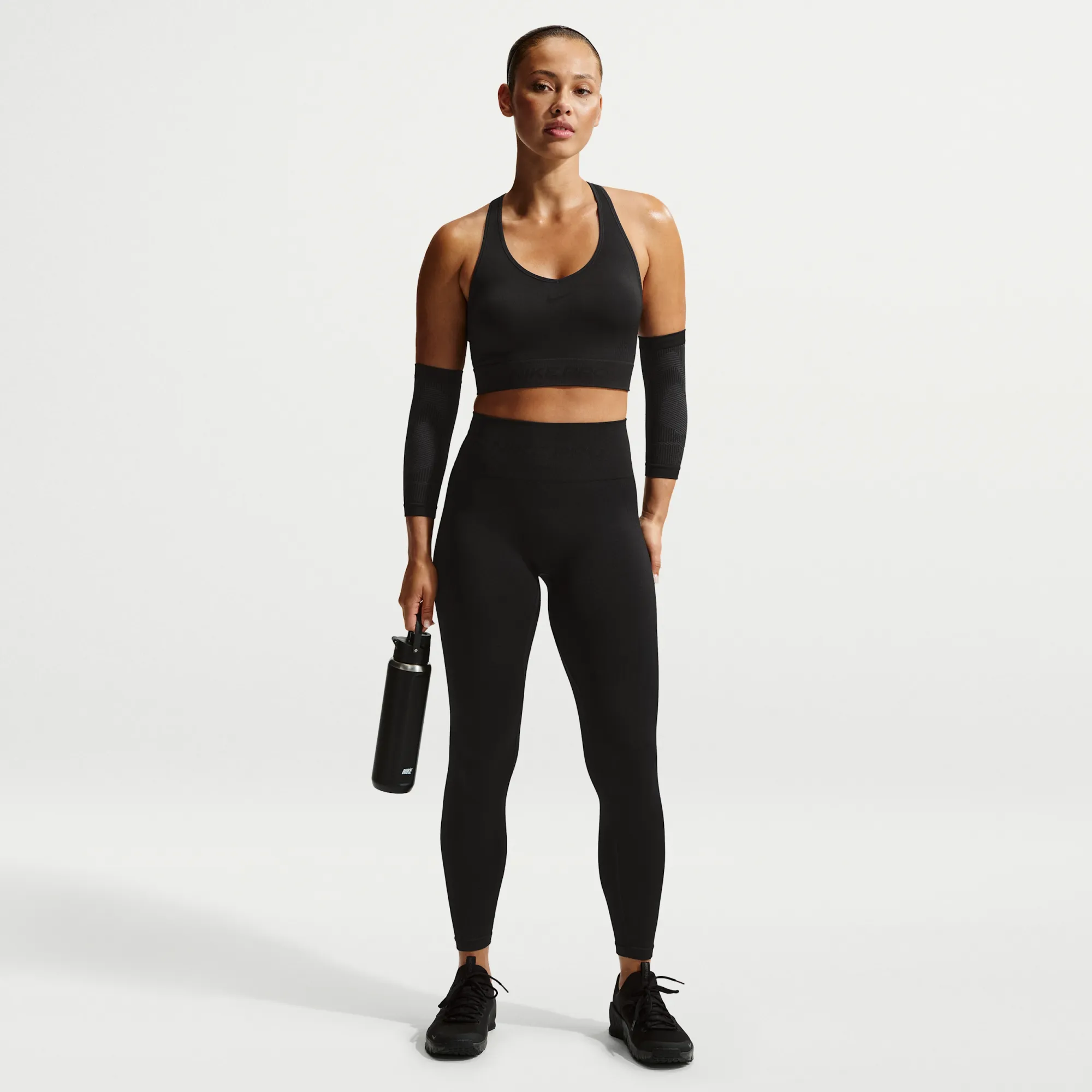 Nike Pro Seamless Women's High-Waisted 7/8 Leggings - Black - Polyester/Nylon/Elastane