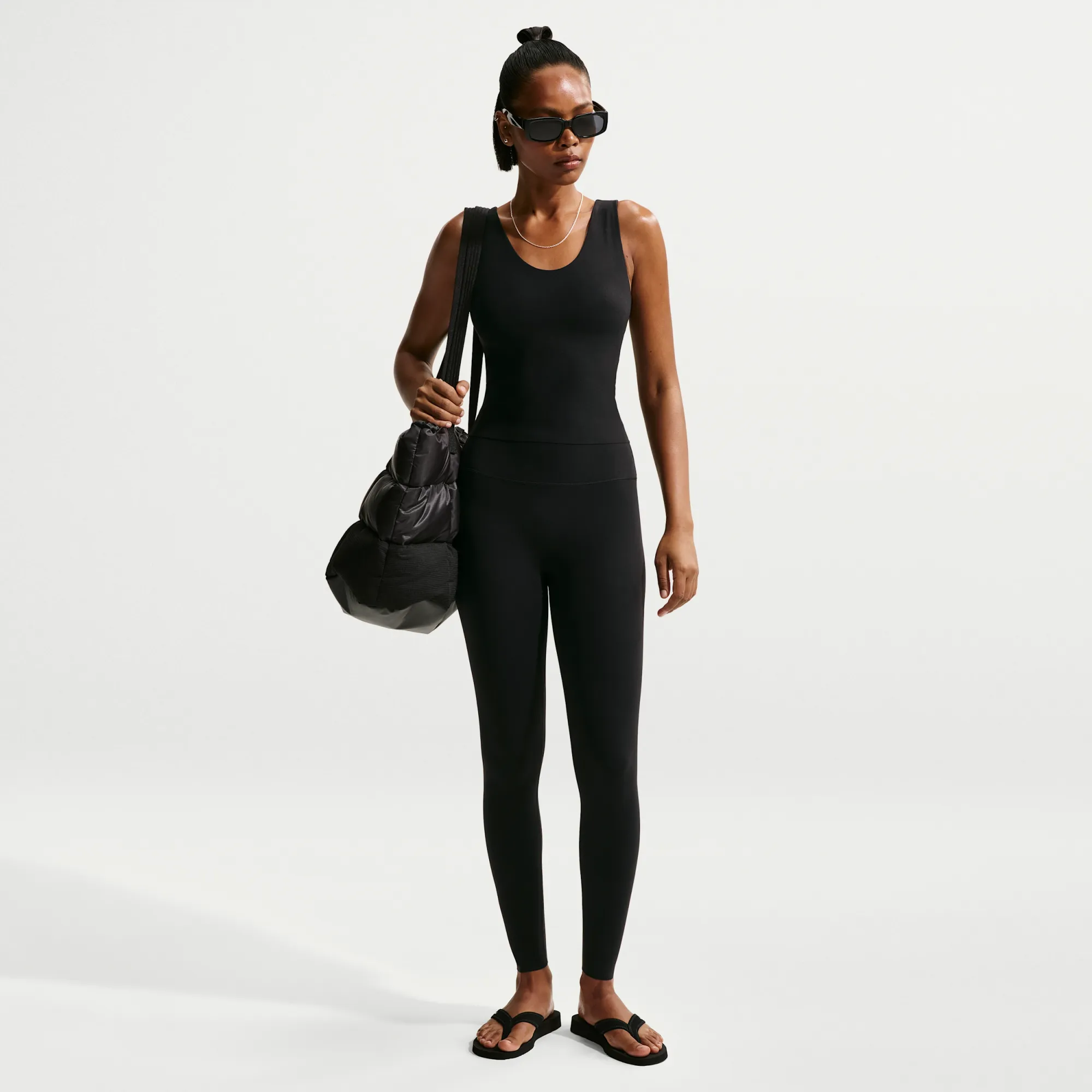 Nike Zenvy Women's High-Waisted Full-Length Leggings with No Front Seam - Black - Nylon/Elastane