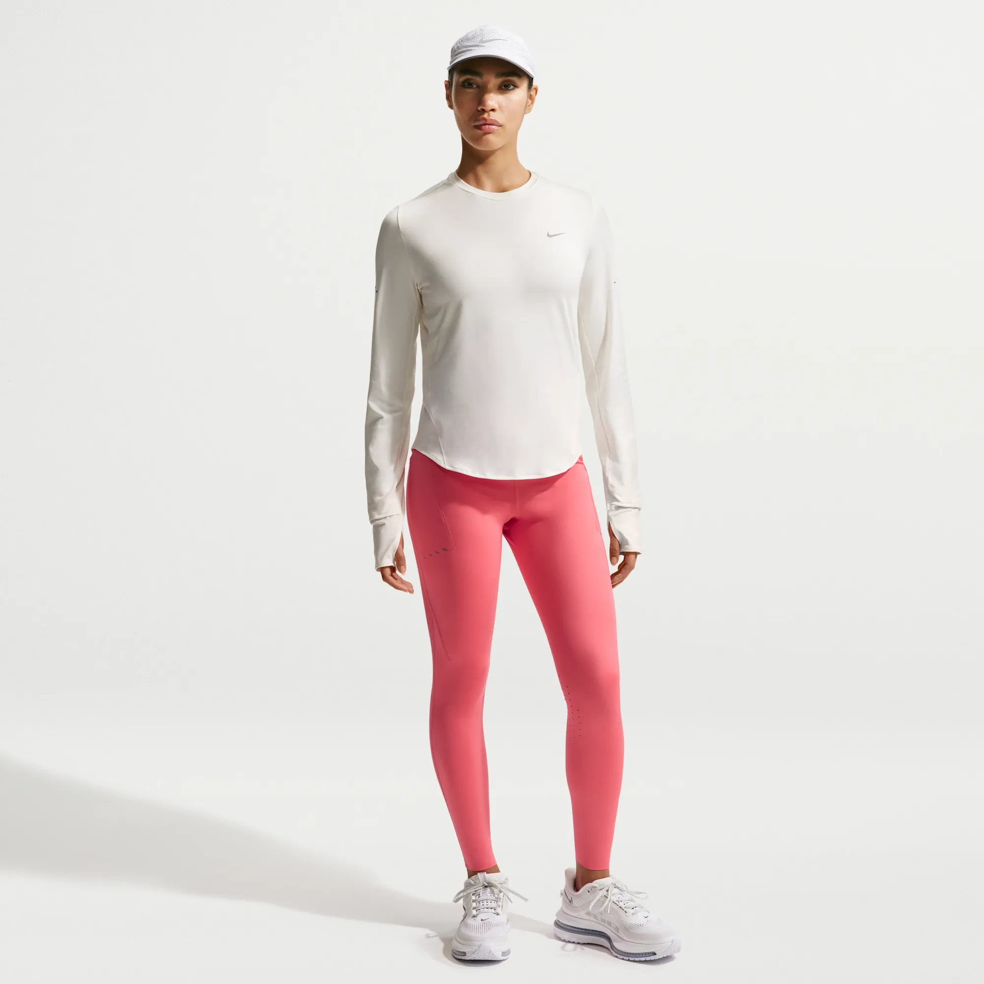 Nike Swift Women's High-Waisted 7/8 Running Leggings with Pockets - Pink - Internal Drawcord