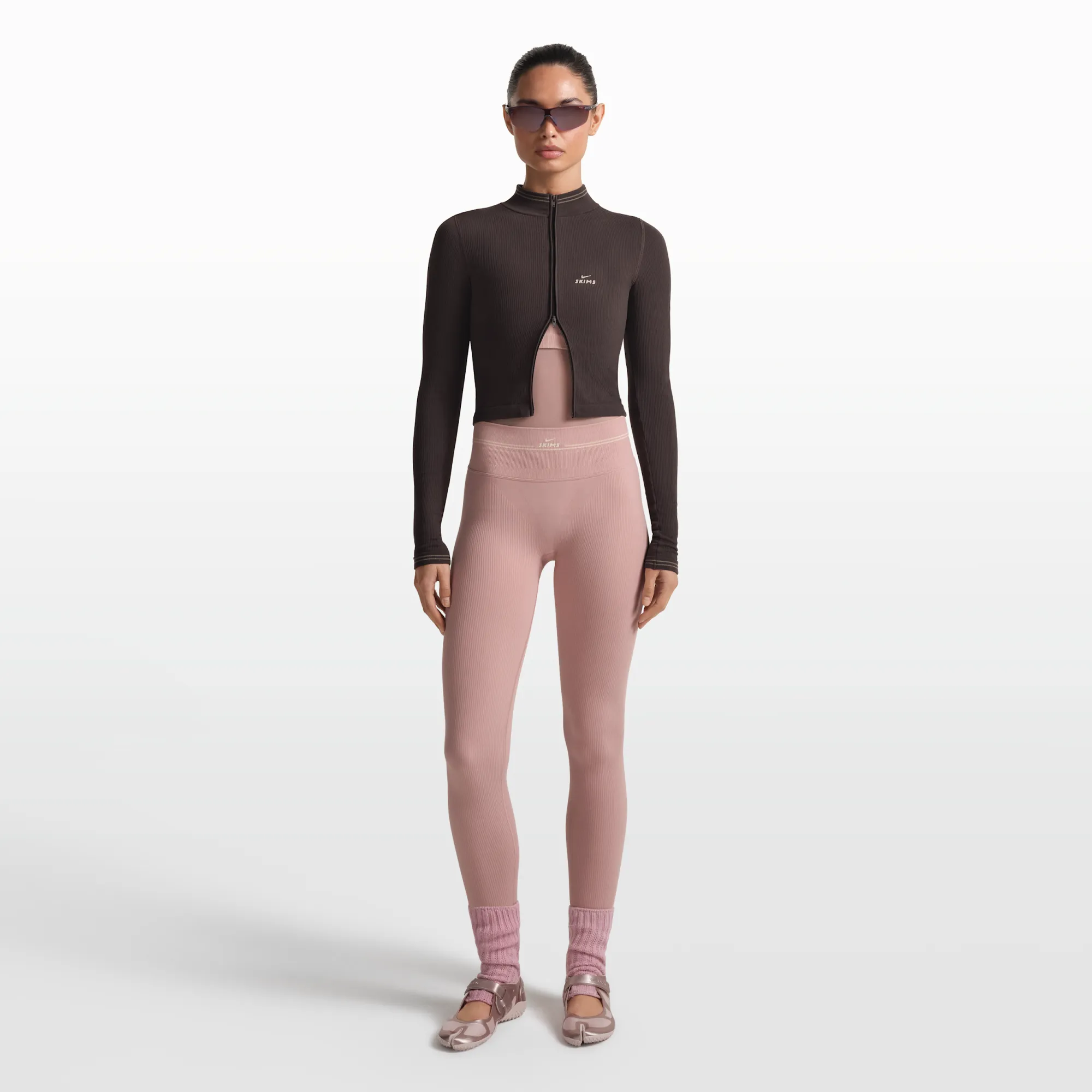 NikeSKIMS Ribbed Seamless Women's High-Waisted 66cm (approx.) Leggings - Pink - Nylon/Elastane