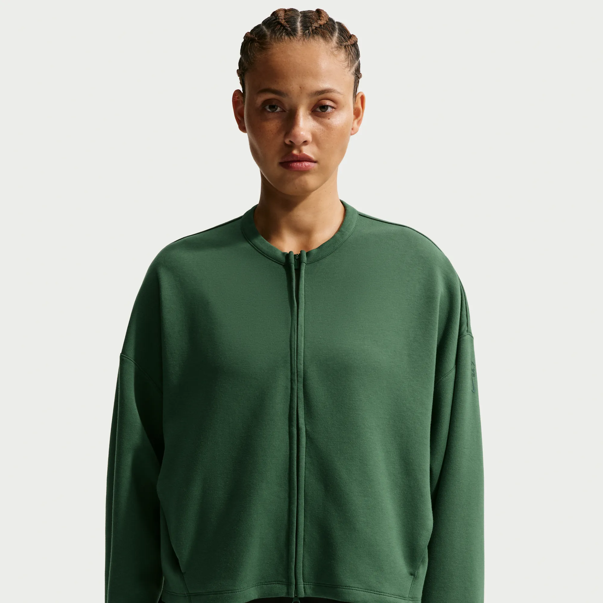 Nike 24.7 ImpossiblySoft Dri-FIT Oversized Crew-Neck Full-Zip Top - Green - Fleece