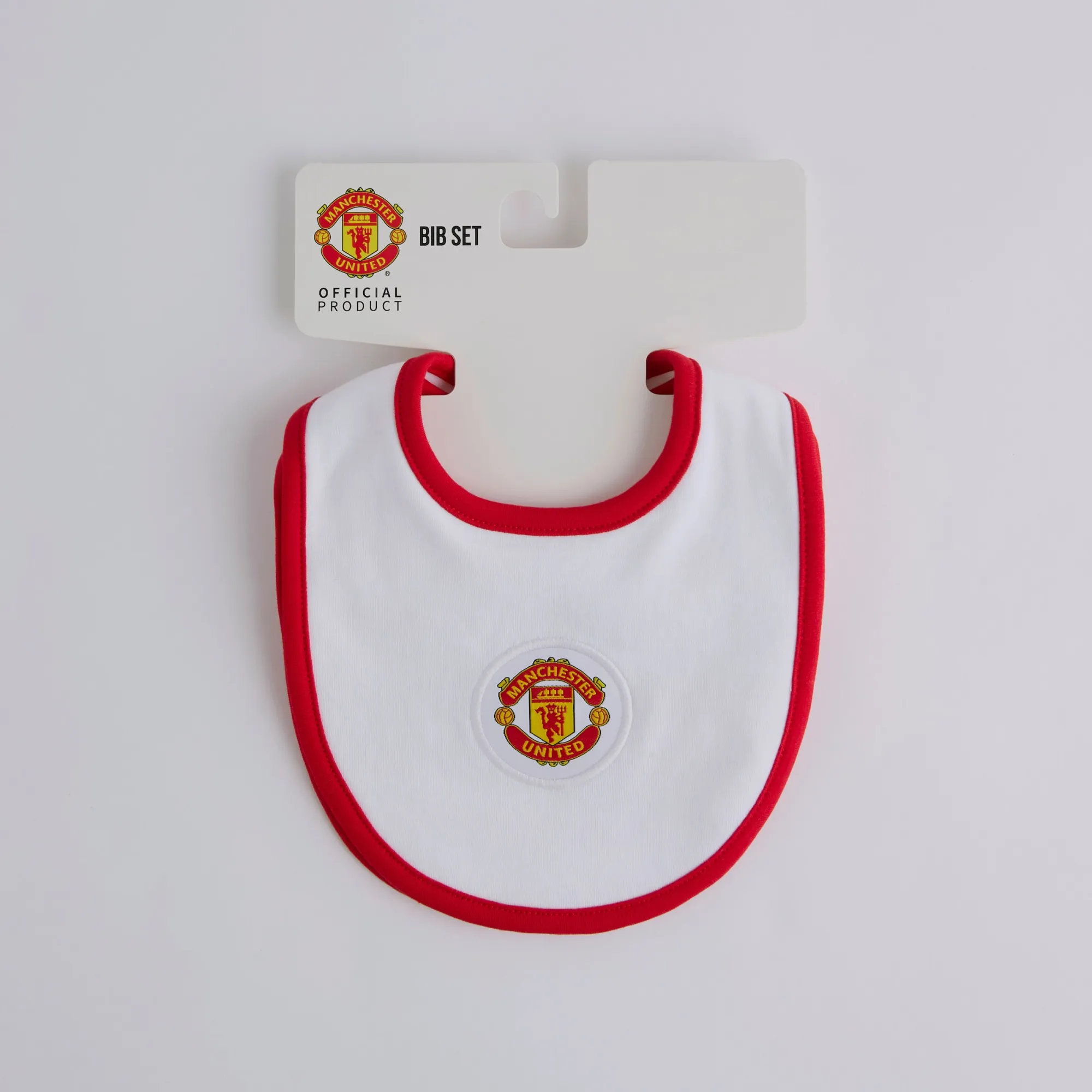 Manchester United Baby Cotton Bibs 2 Pack White