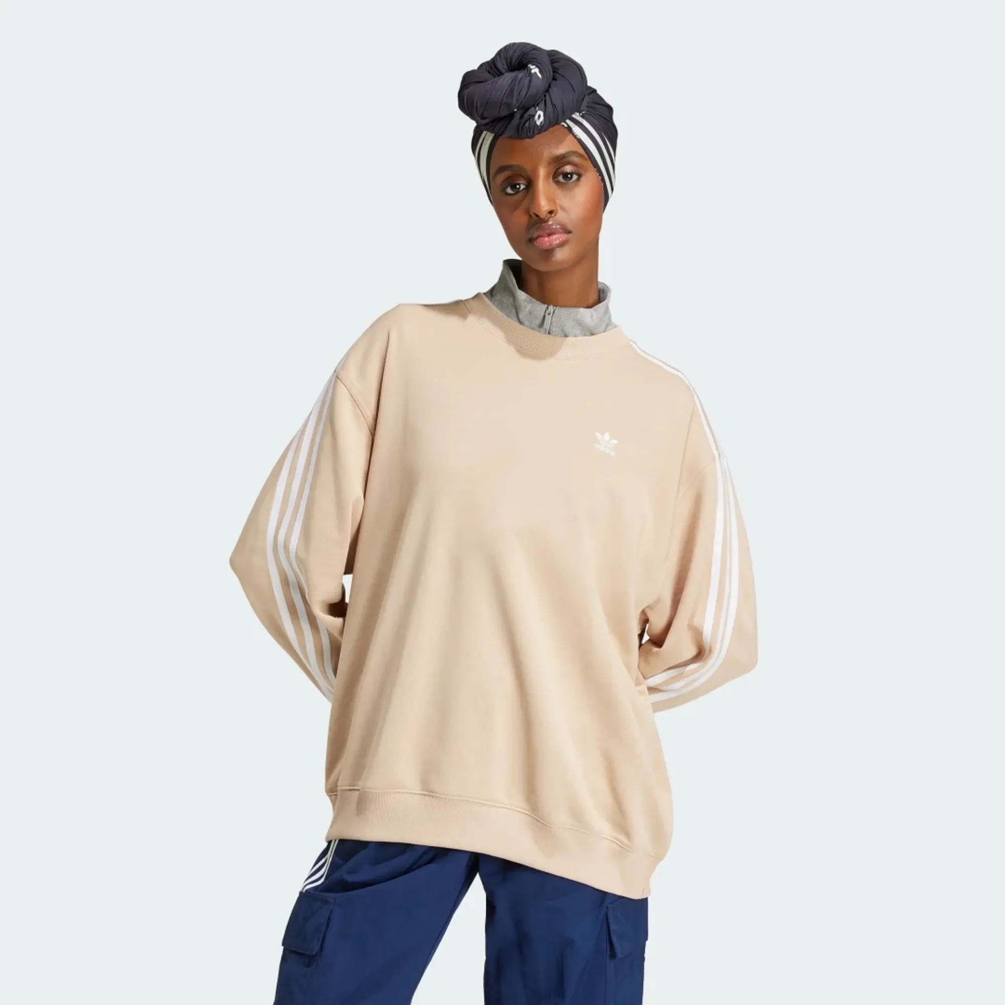 adidas 3-Stripes Oversized Crew Sweatshirt