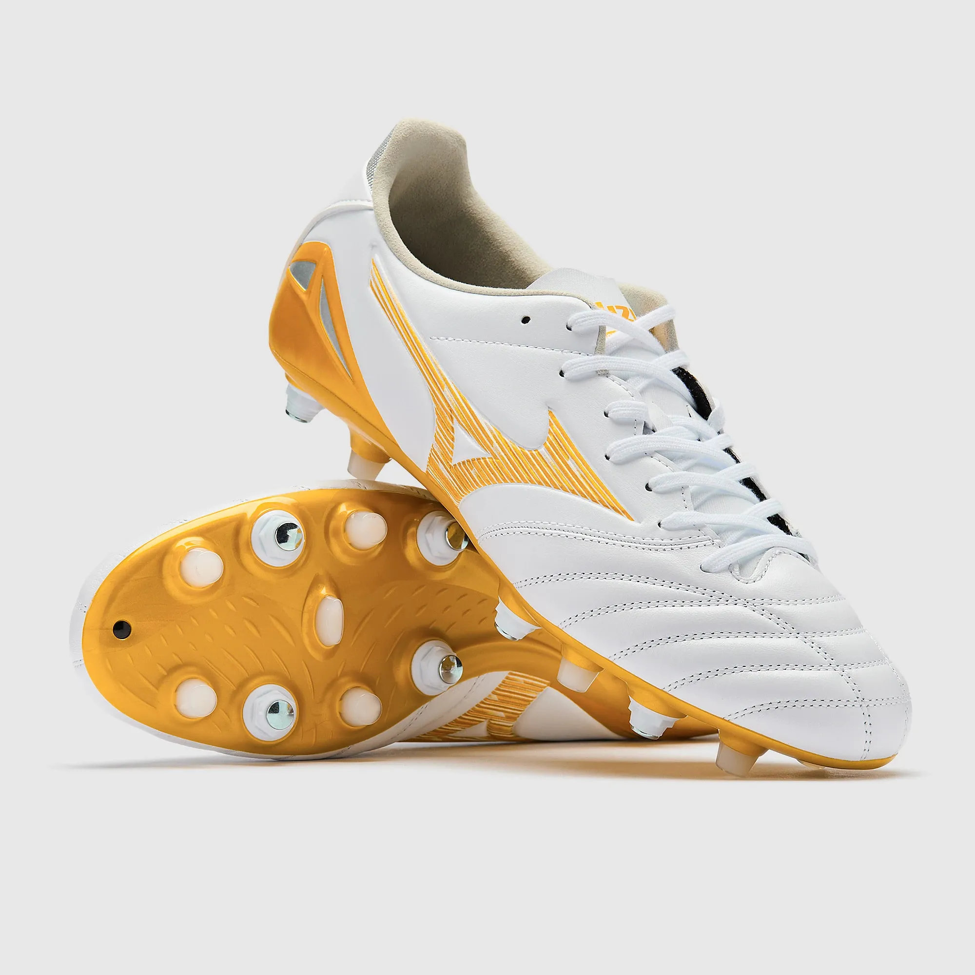 Mizuno Morelia Neo IV Pro Mix SG White MP Gold Cool Gray