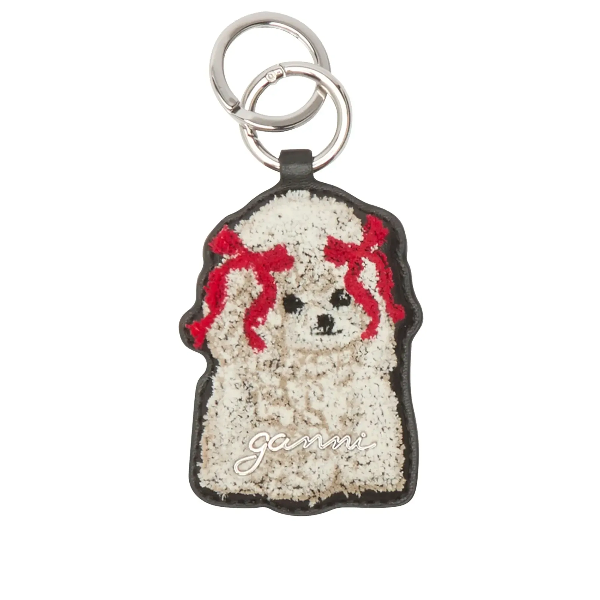 GANNI Women's Dog Bow Keyring Black