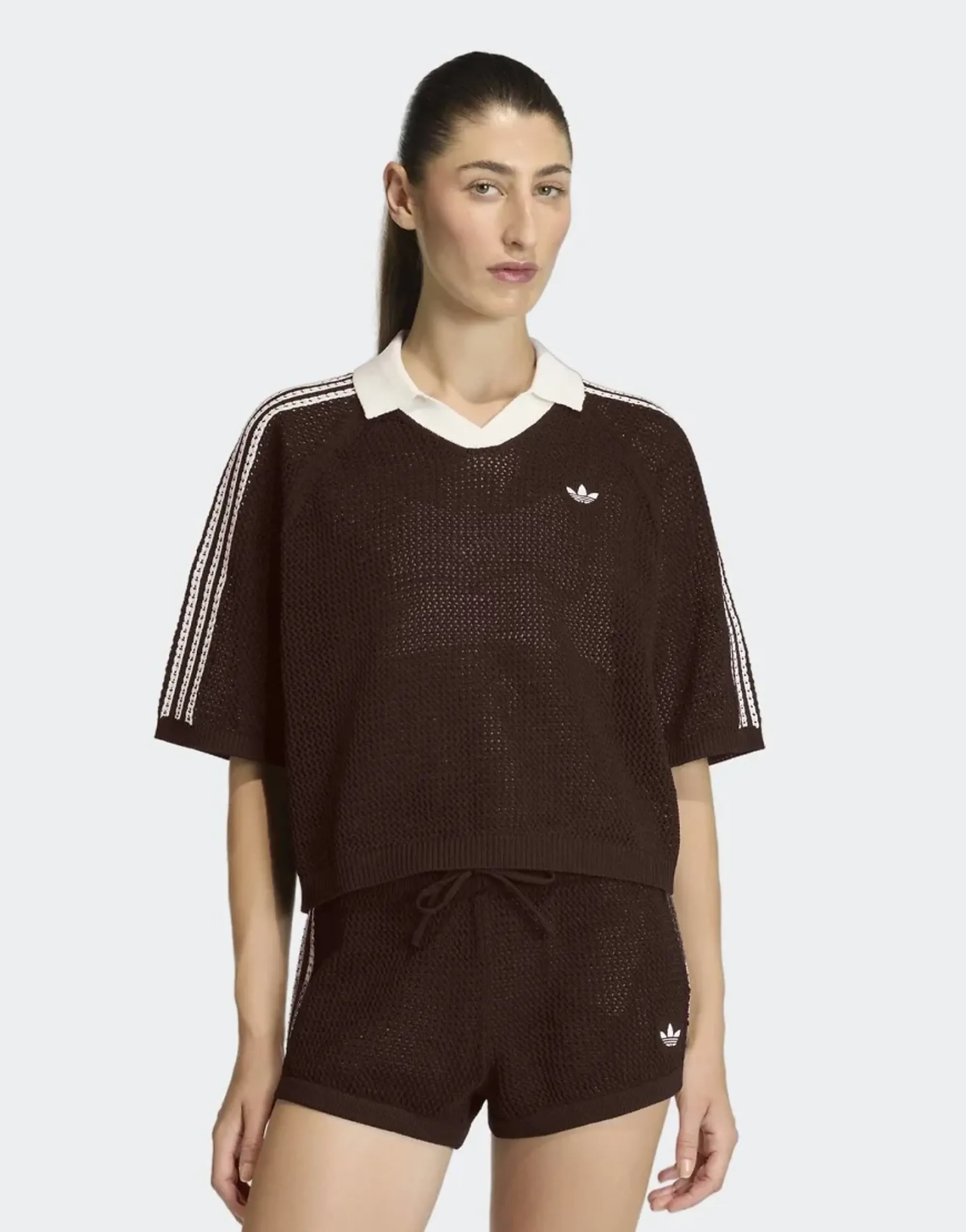 Adidas Originals Knitted Crochet Short Sleeve Polo