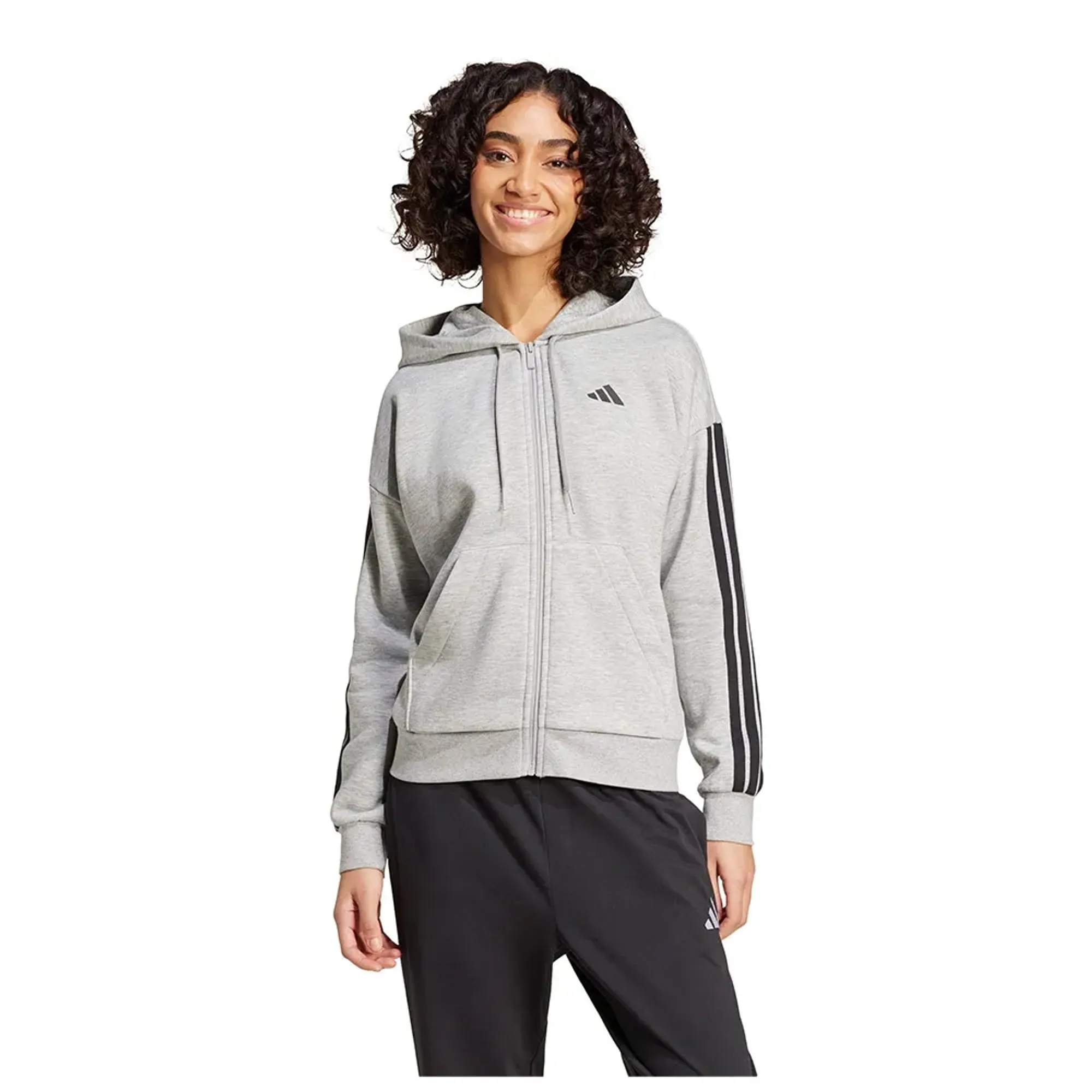 Adidas Essentials 3 Stripes Fleece Full Zip Sweatshirt