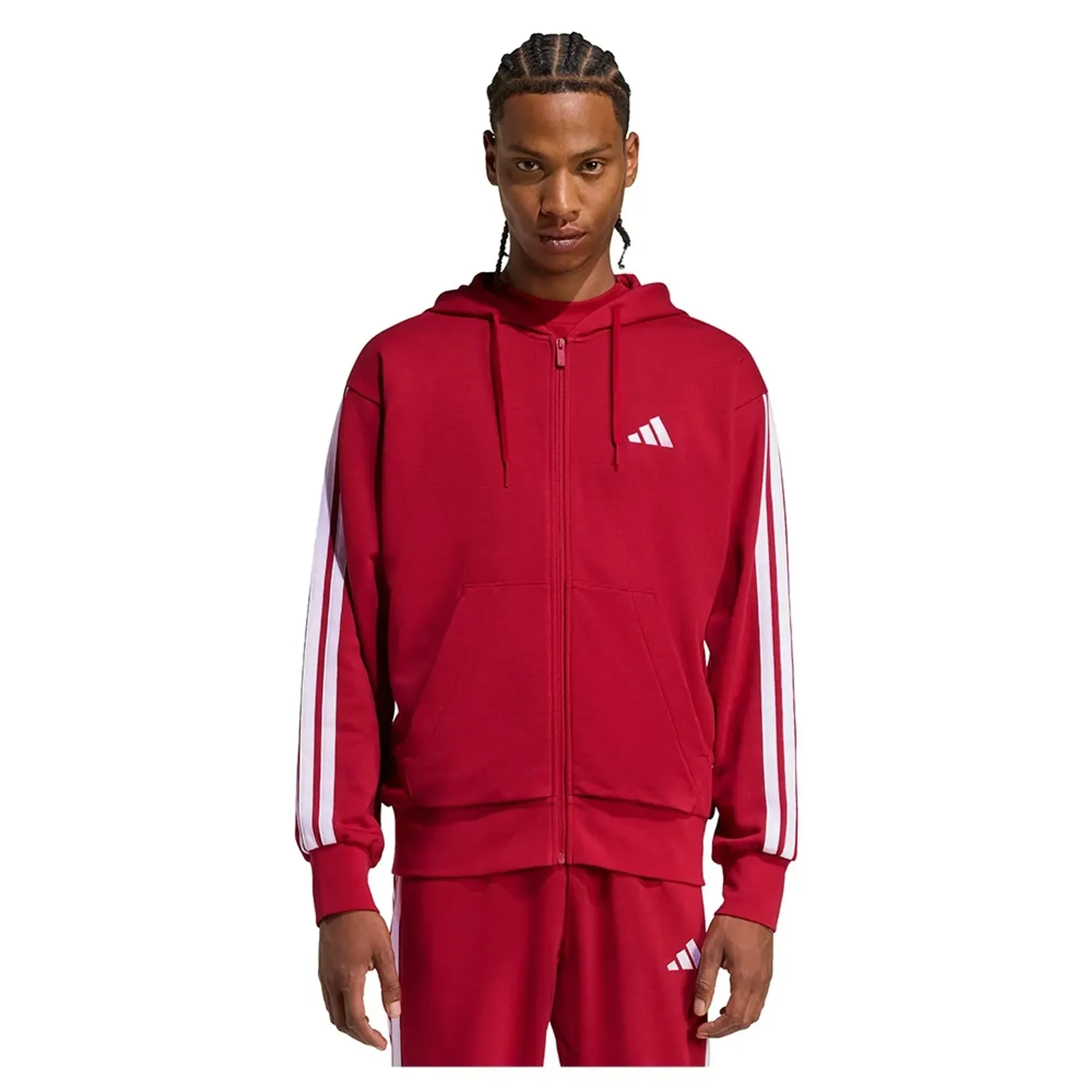 Adidas Essentials 3 Stripes French Terry Full Zip Sweatshirt