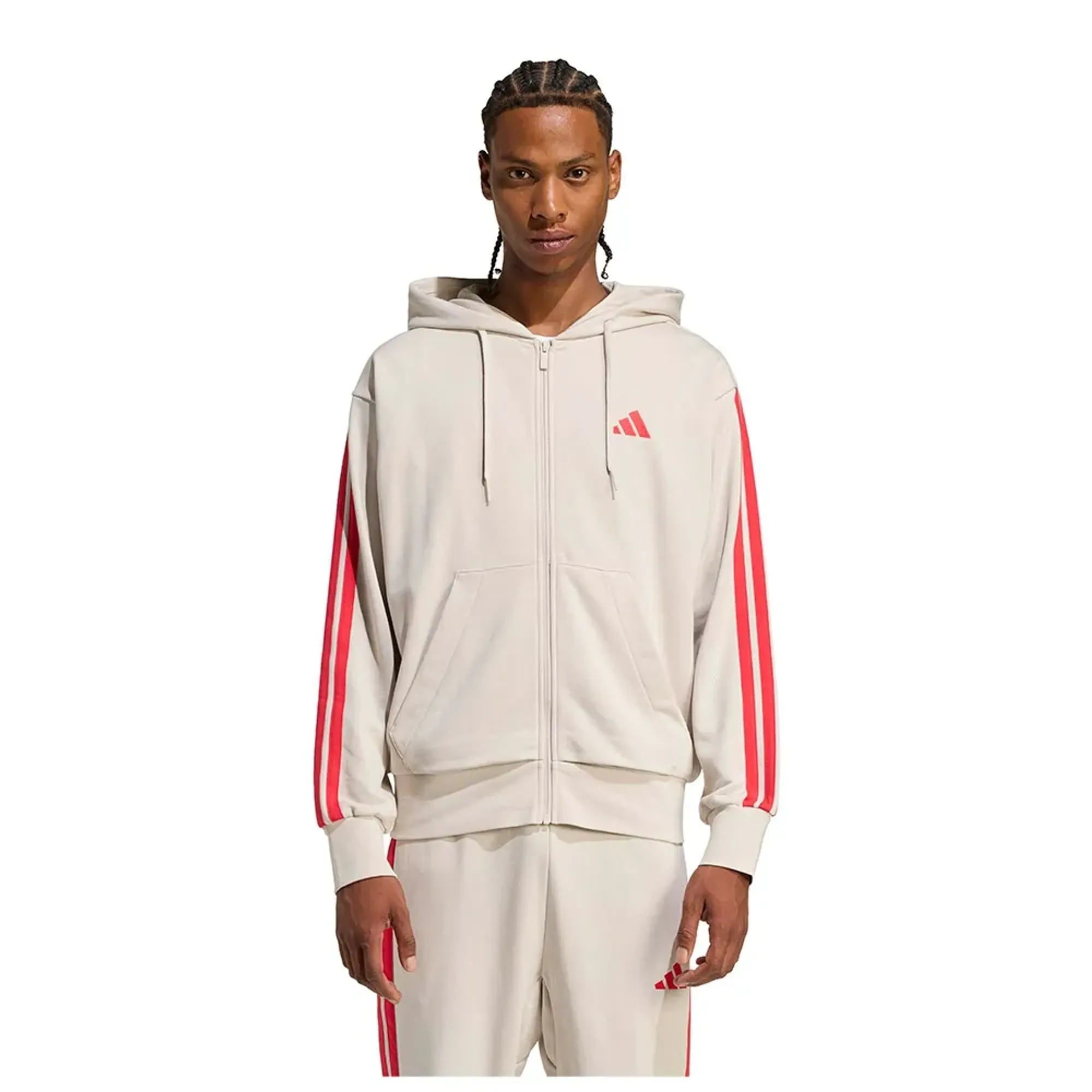 Adidas Essentials 3 Stripes French Terry Full Zip Sweatshirt