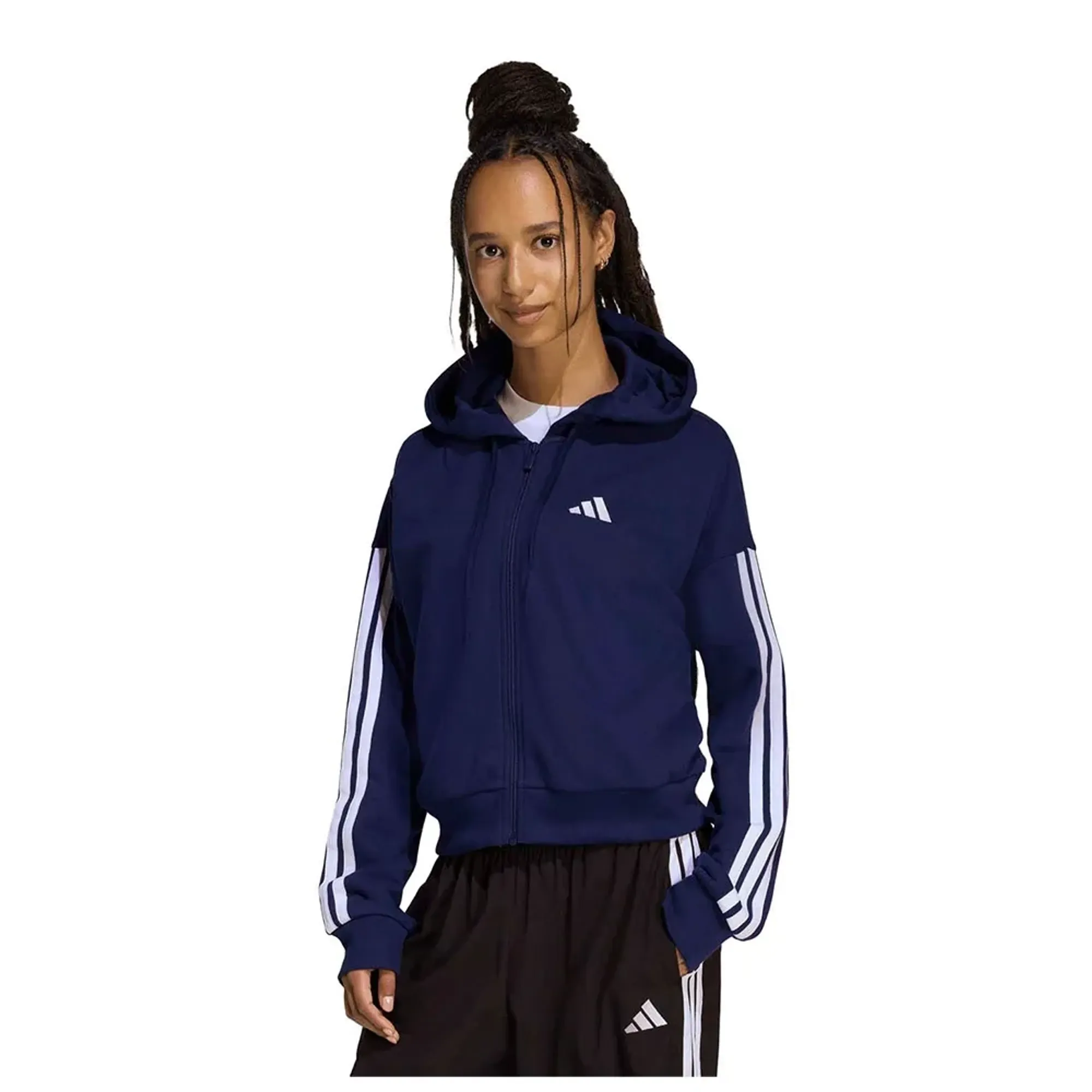 Adidas Essentials 3 Stripes French Terry Full Zip Sweatshirt