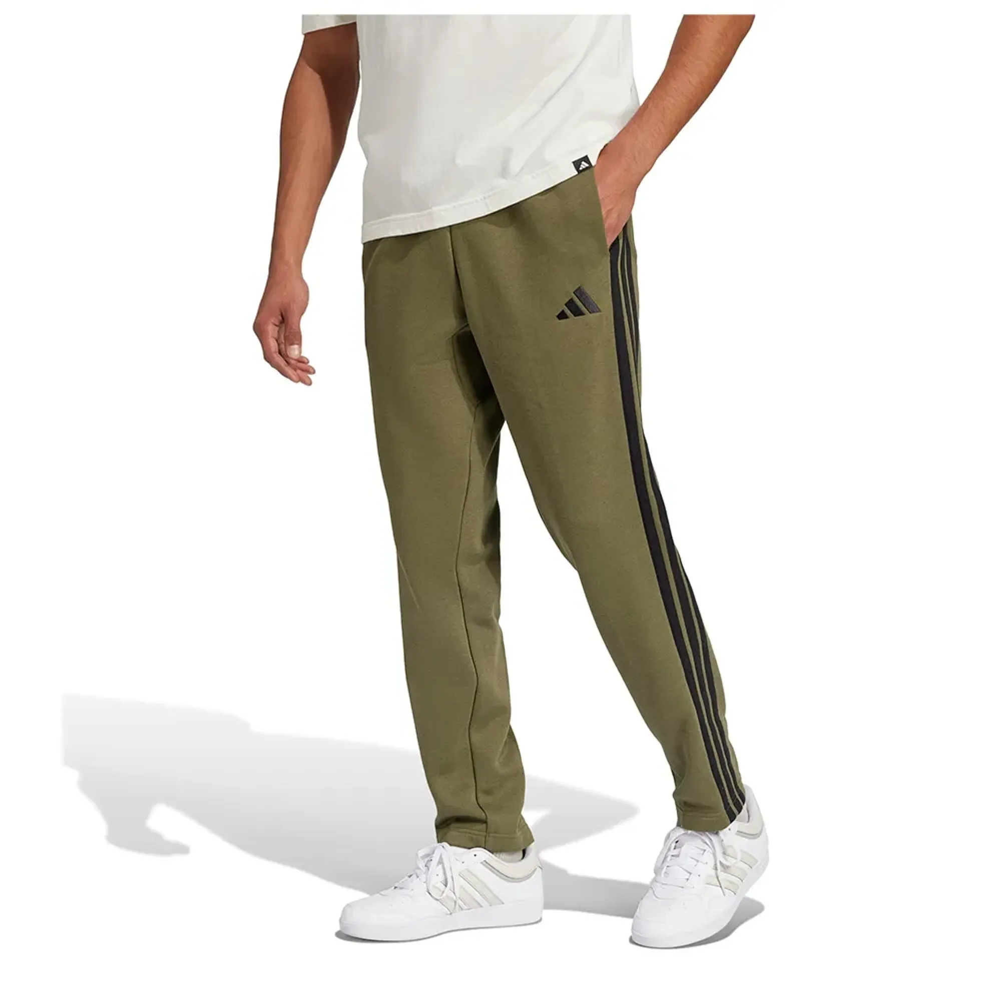 Adidas Essentials 3 Stripes Open Hem Fleece Joggers
