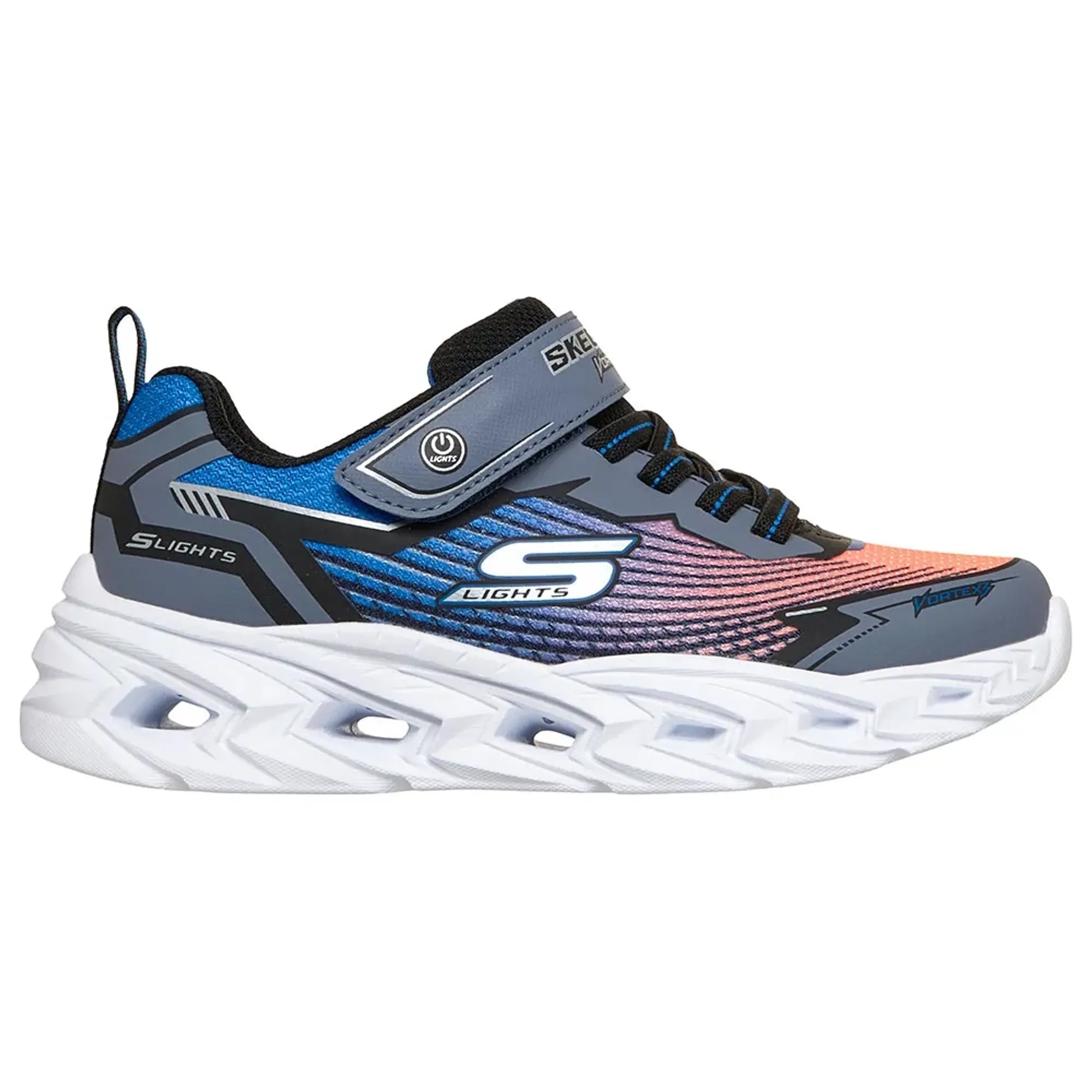 Skechers Boy's S-Lights: Vortex 3.0 Sneaker in Black/Blue/Orange