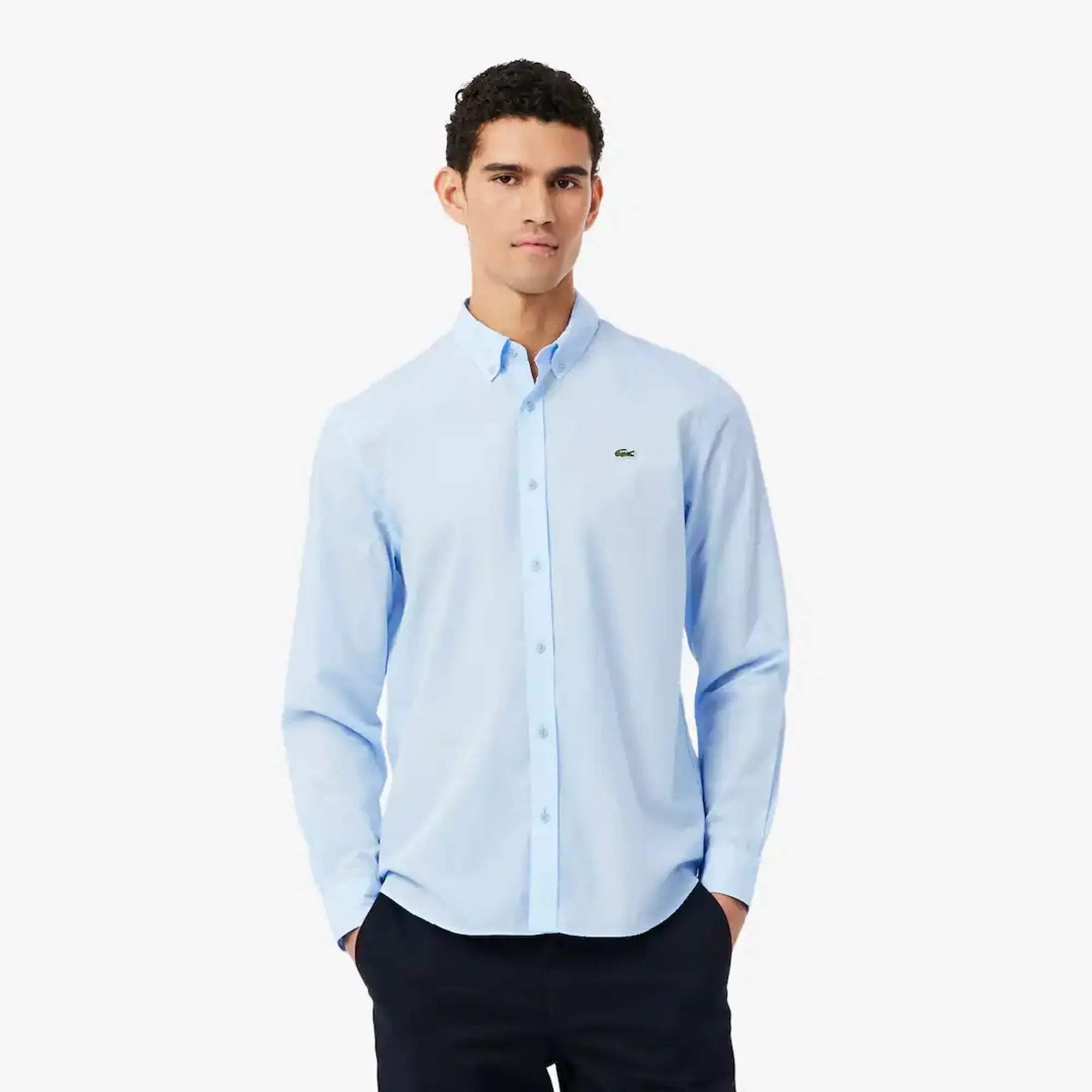 Lacoste Regular Fit Lightweight Poplin Shirt - Light Blue