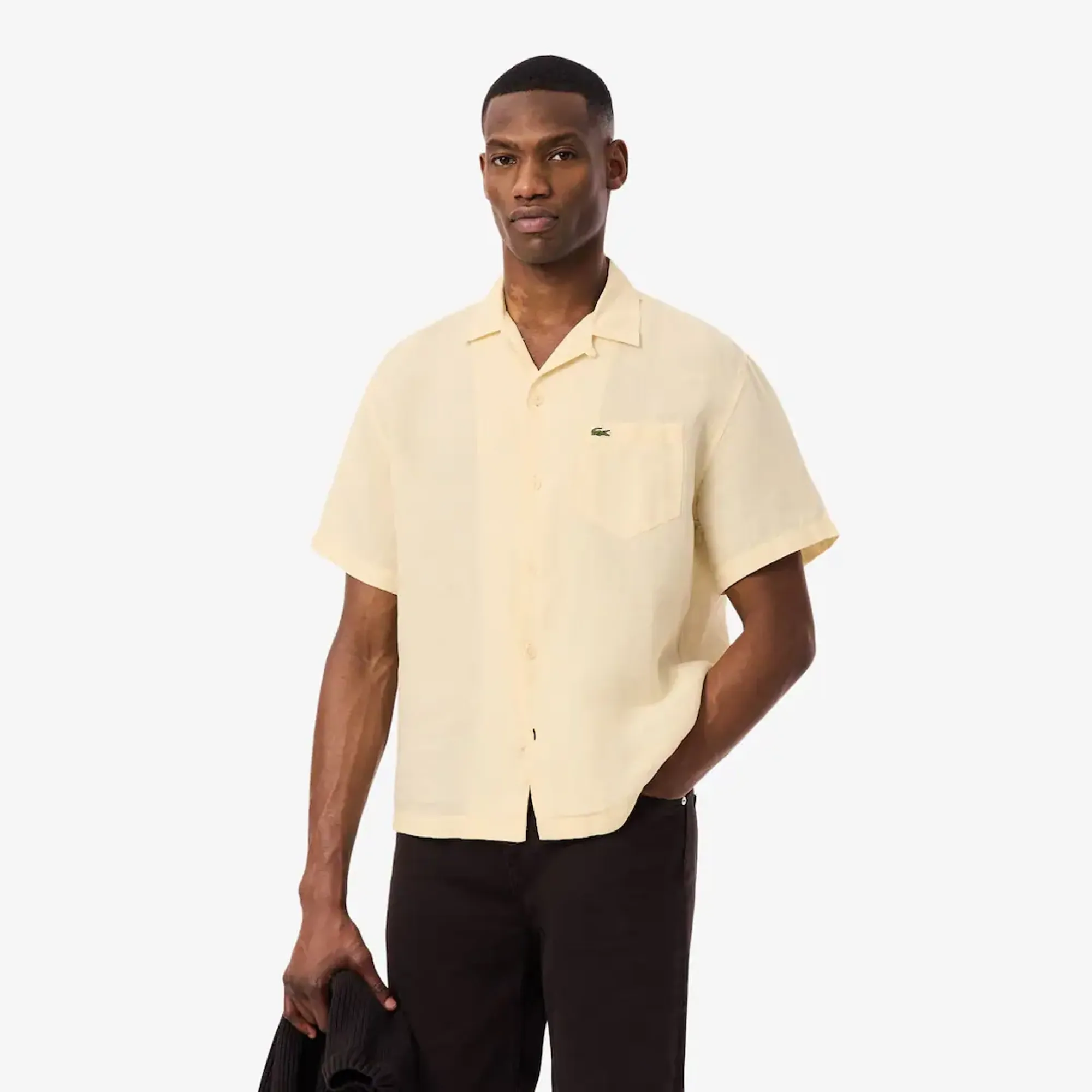 Lacoste Relaxed Fit Linen Shirt - Beige