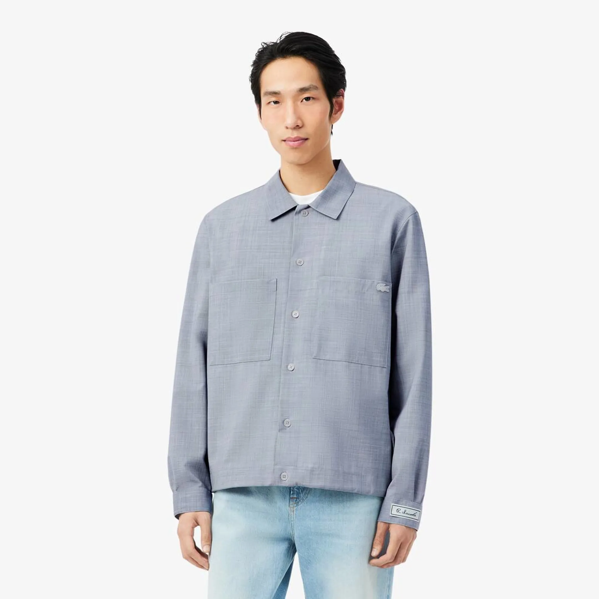 Lacoste Oversized Wool Blend Overshirt - Light Grey