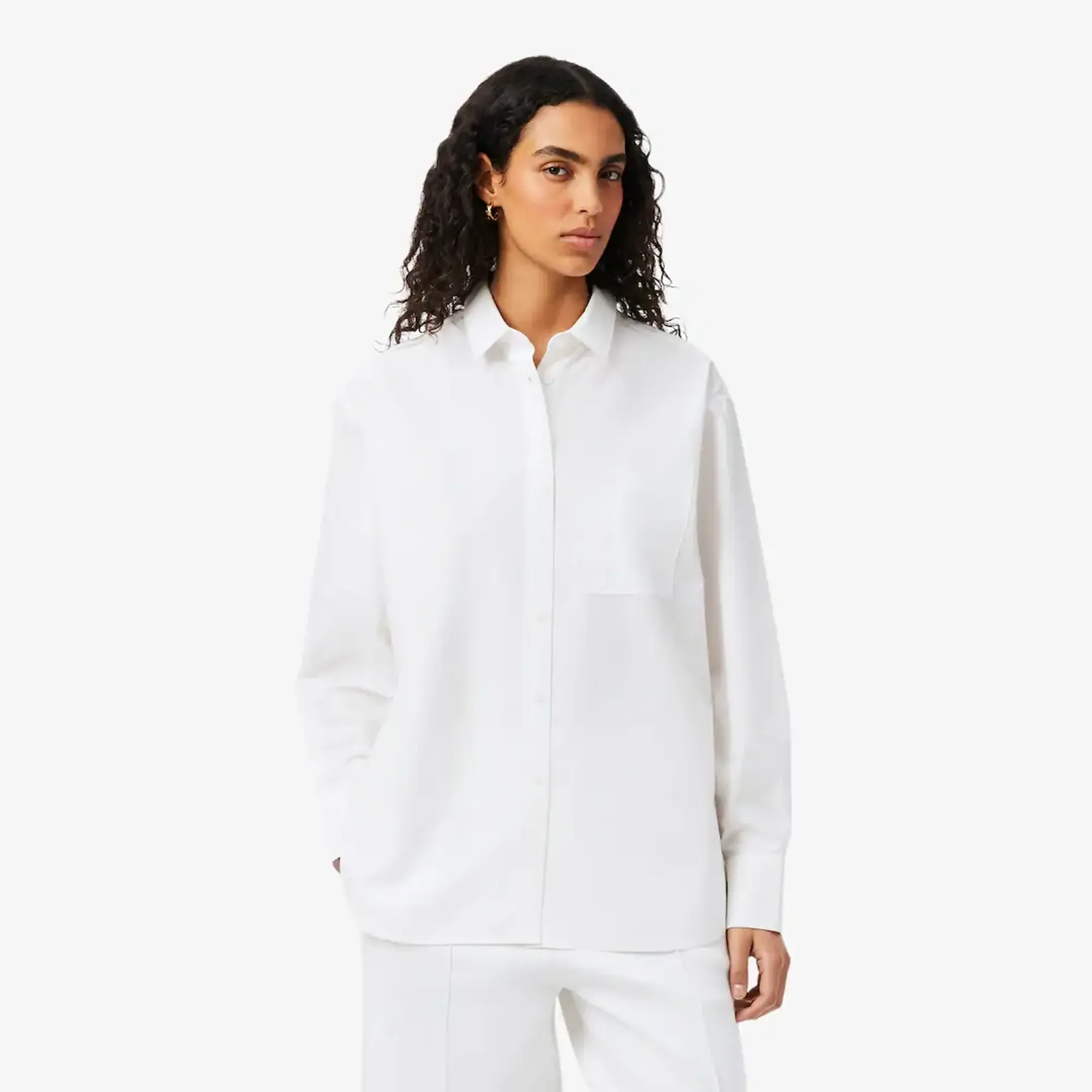 Lacoste Oversized Cotton Poplin Shirt - White