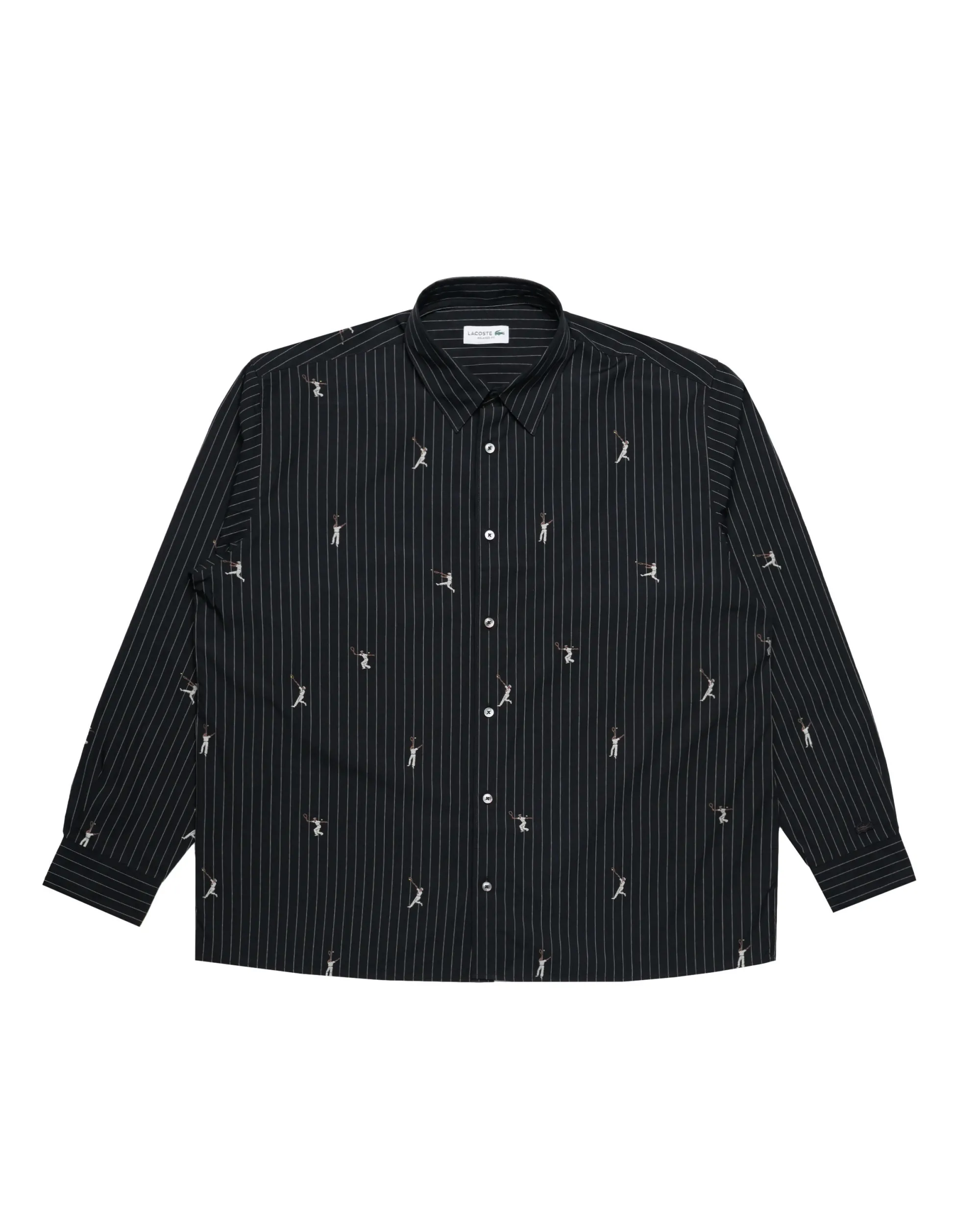 Lacoste Relaxed Fit Embroidered Cotton Shirt - Black