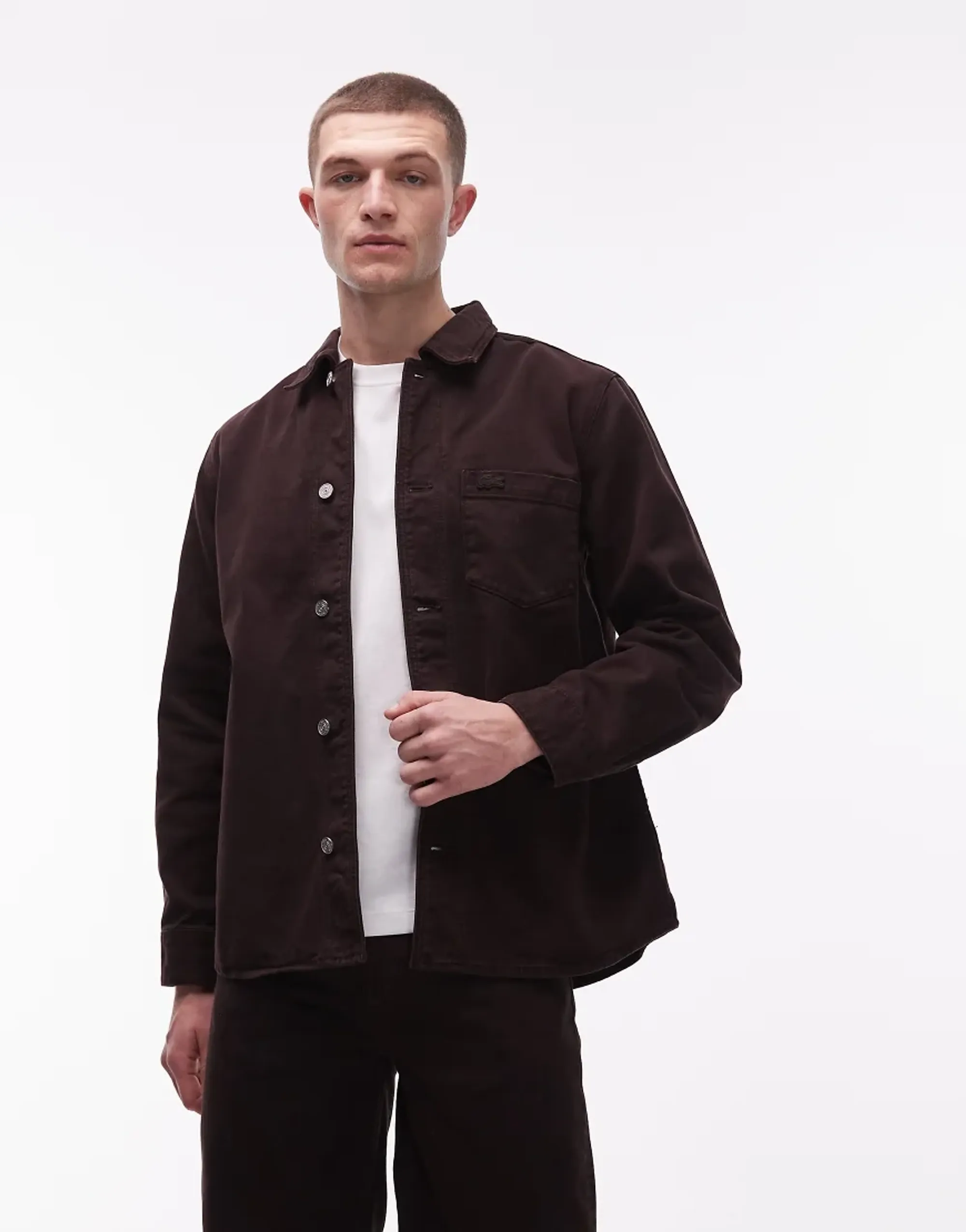 Lacoste Oversized Denim Overshirt - Brown