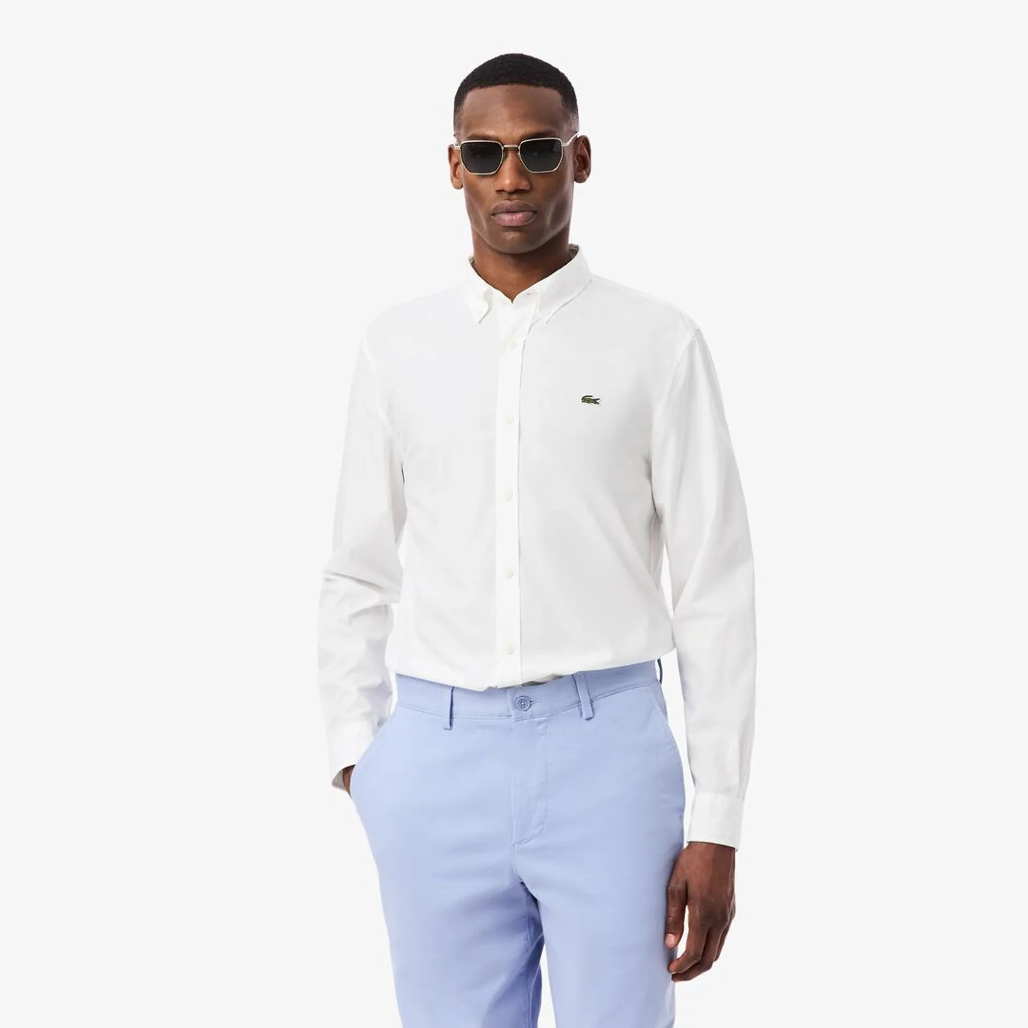 Lacoste Regular Fit Lightweight Poplin Shirt - White