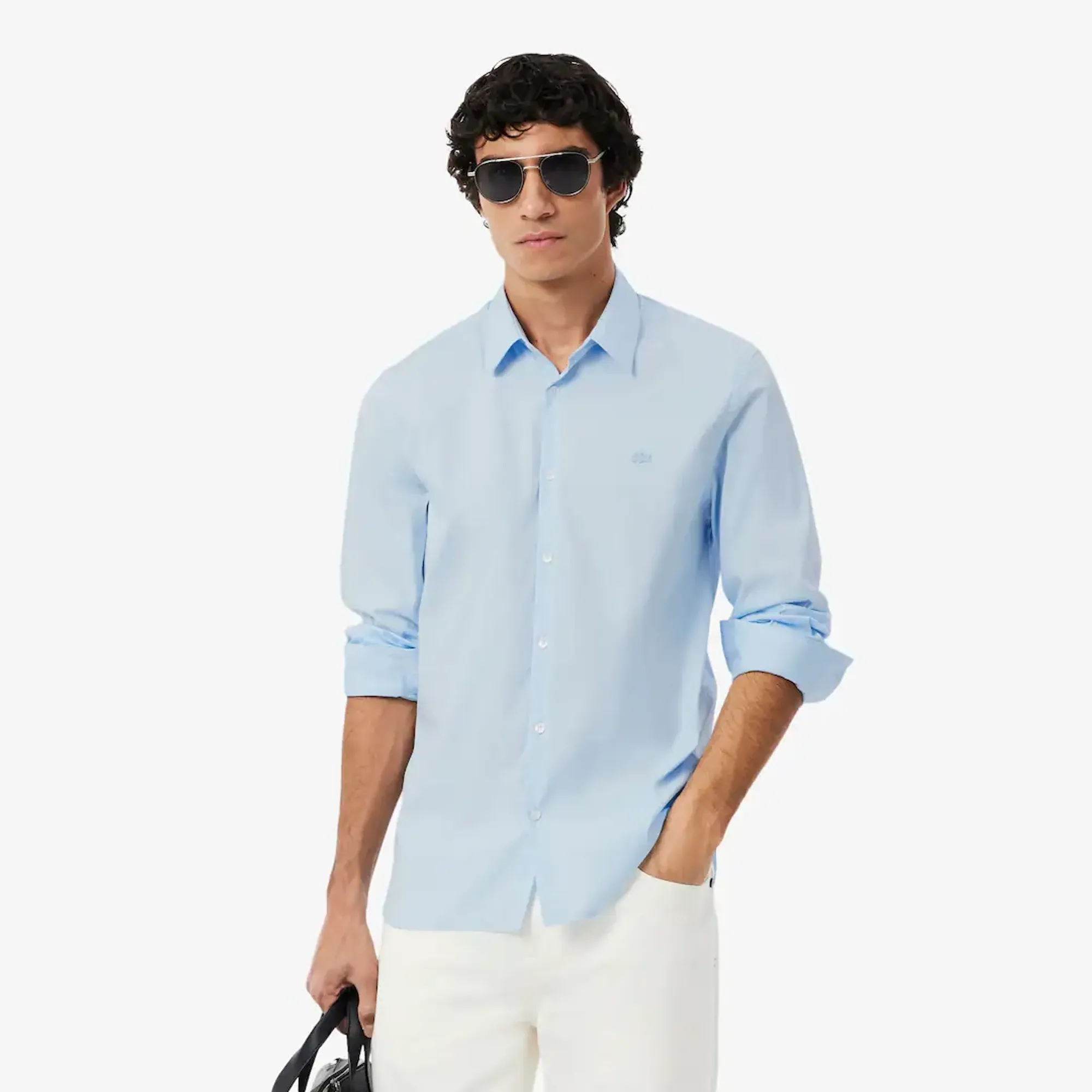 Lacoste Slim Fit Stretch Poplin Shirt - Light Blue
