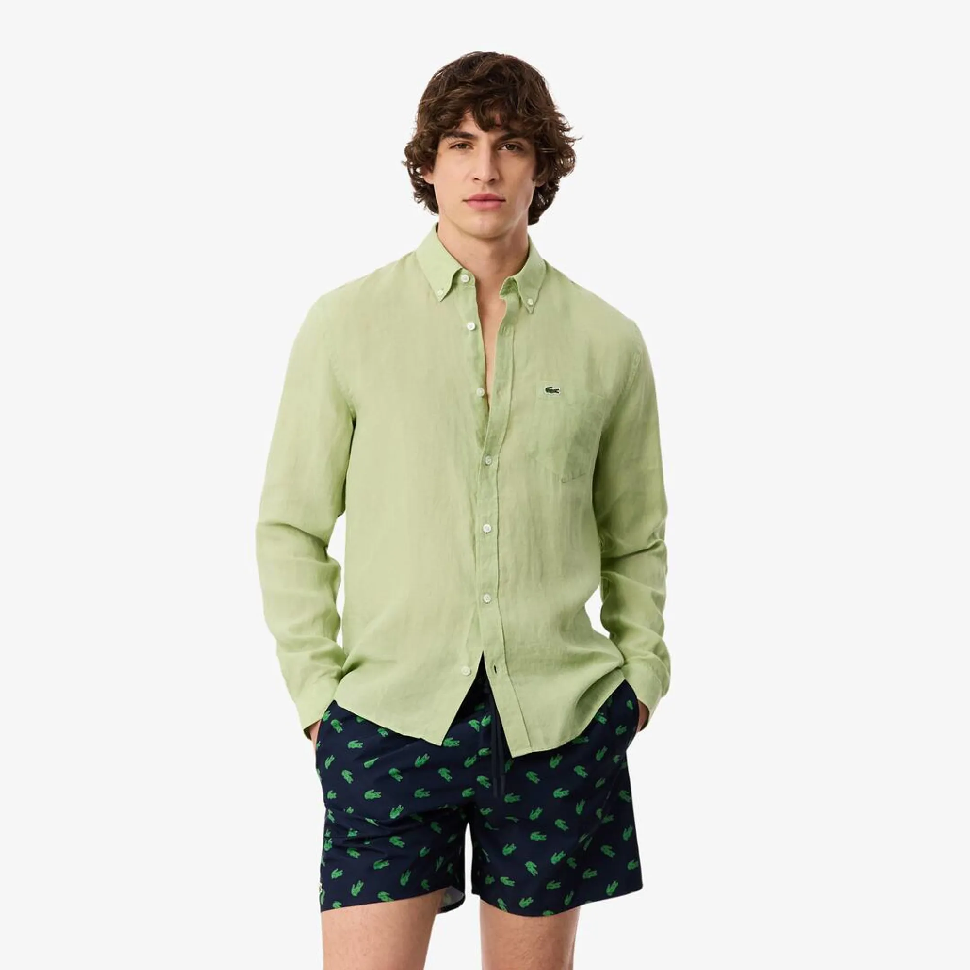 Lacoste Regular Fit Linen Shirt - Green