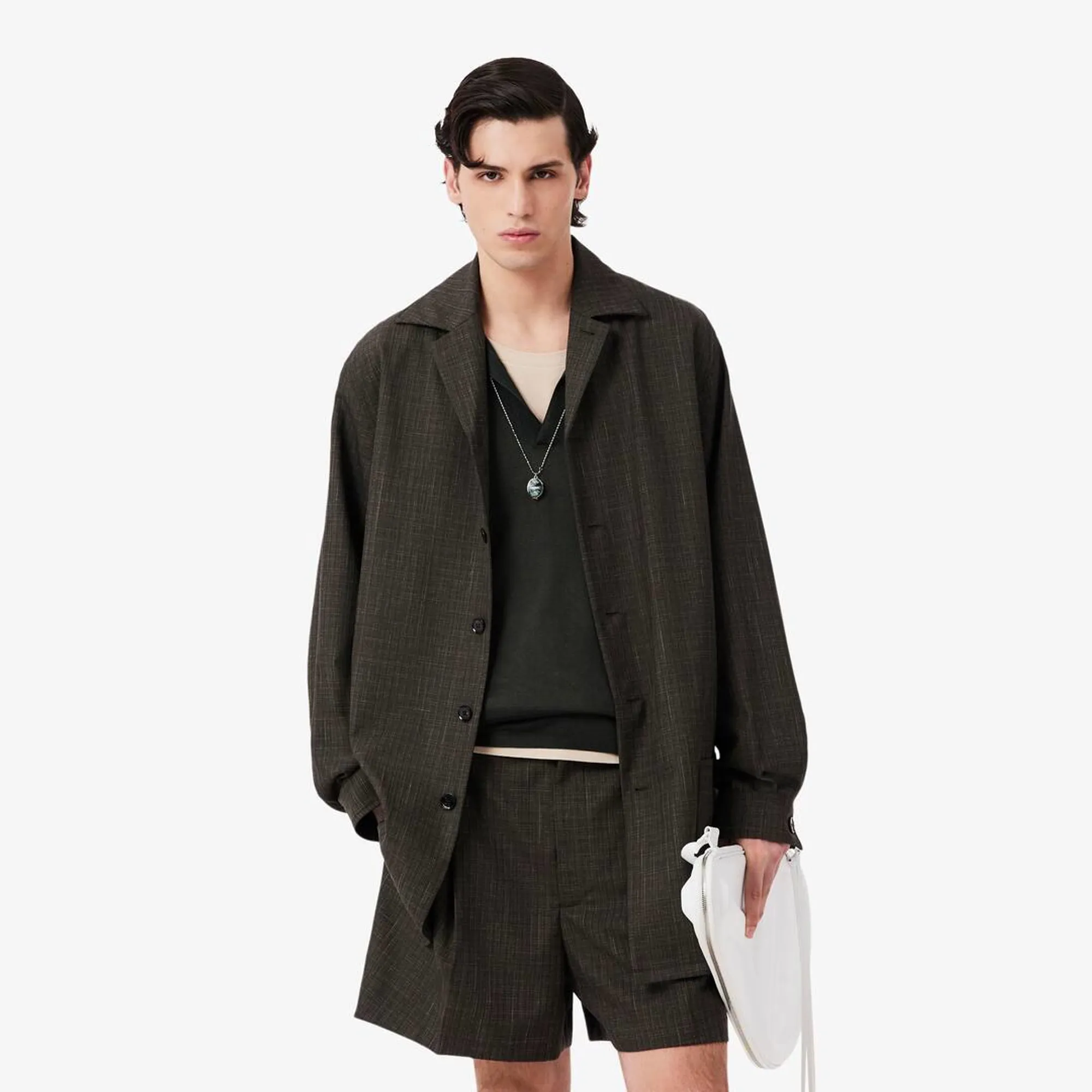 Lacoste Runway Printed Wool Overshirt - Marron / Blanc