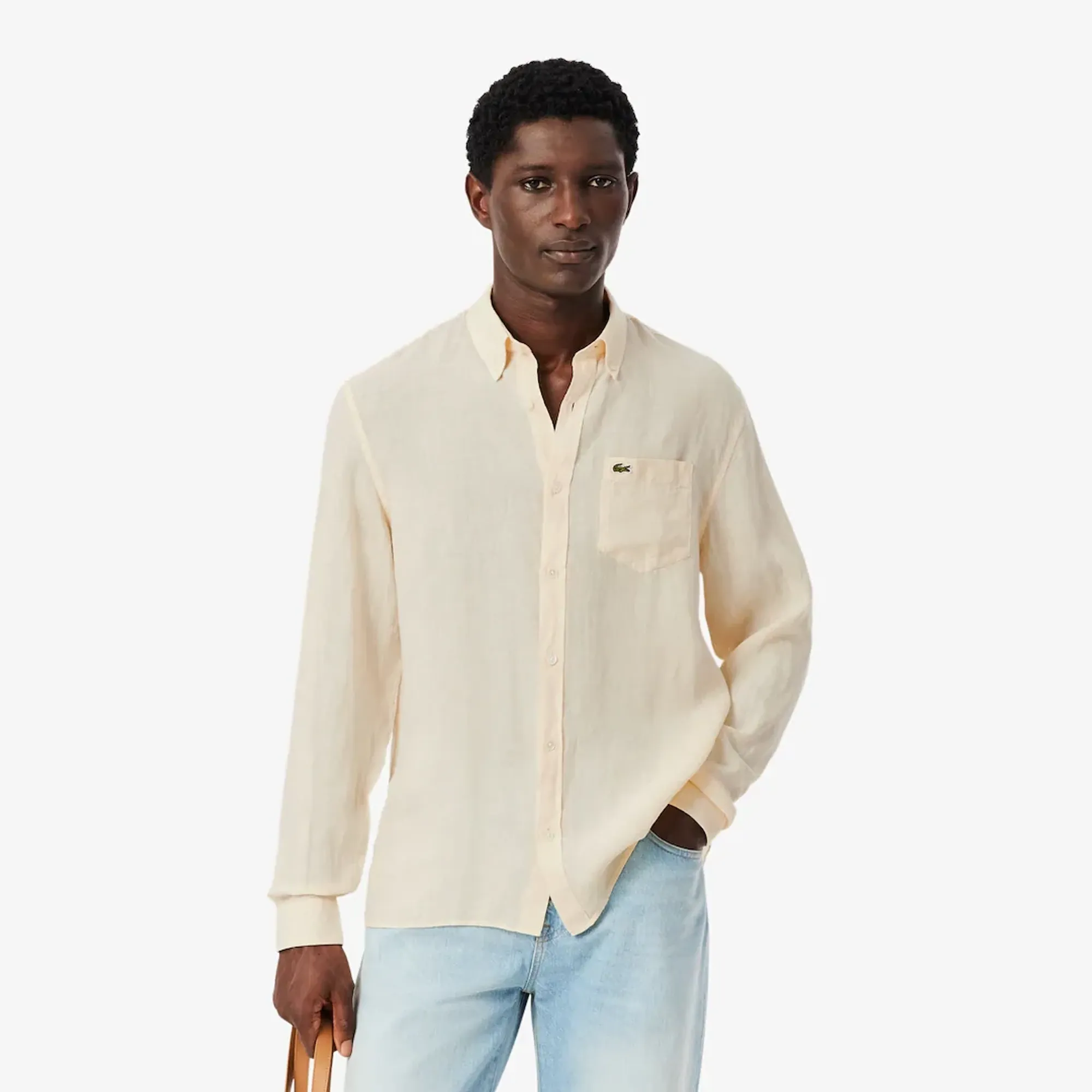Lacoste Regular Fit Linen Shirt - Beige