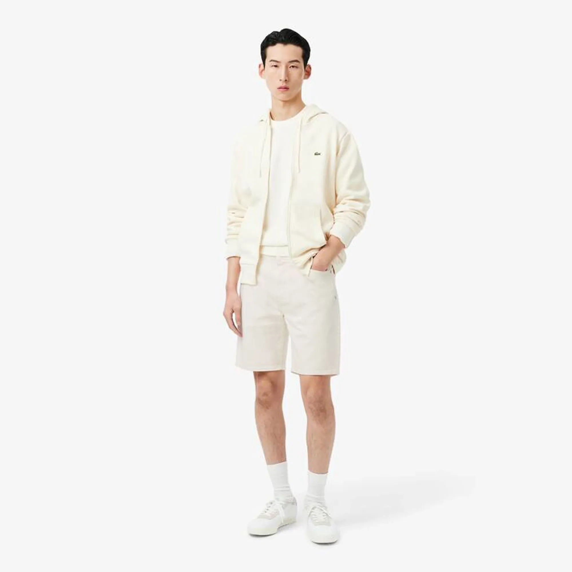 Lacoste Straight Fit Denim Bermuda Shorts - White