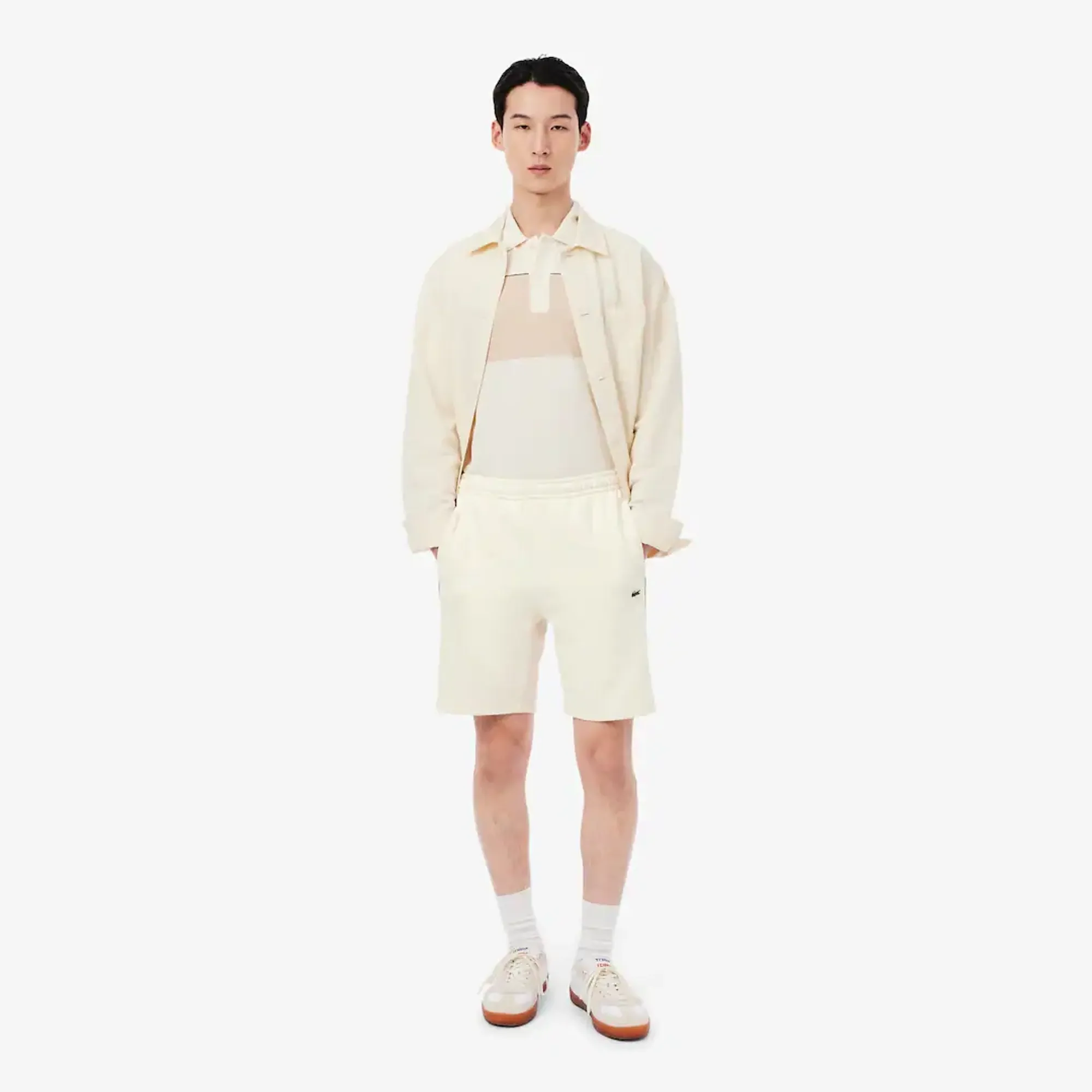 Lacoste Regular Fit Colour-Block Fleece Shorts - Beige