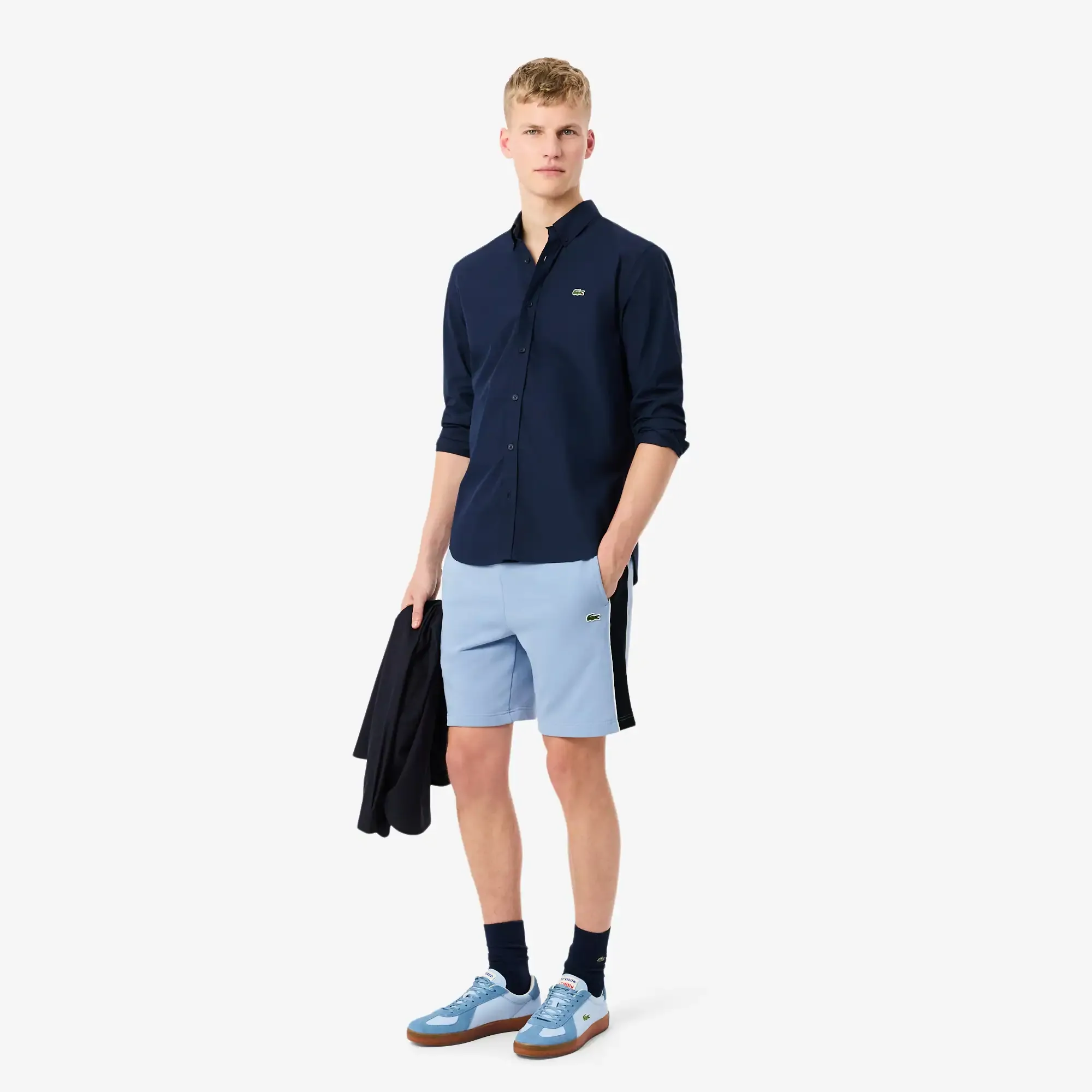 Lacoste Regular Fit Colour-Block Fleece Shorts - Bleu Clair / Noir