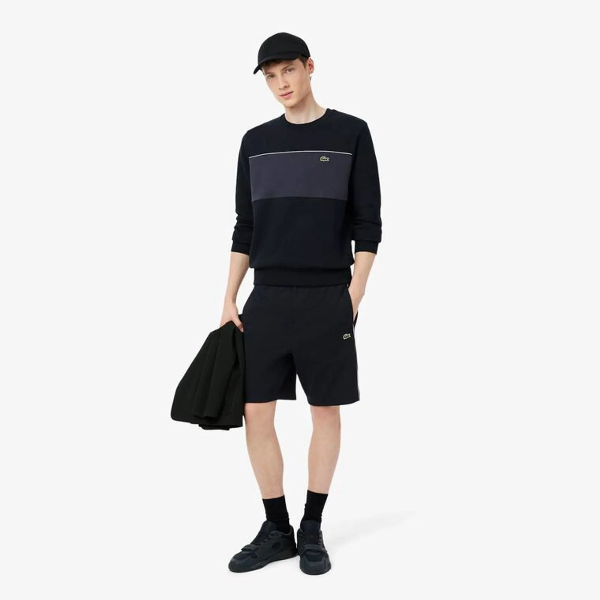 Lacoste Regular Fit Colour-Block Fleece Shorts - Noir / Gris Fonce