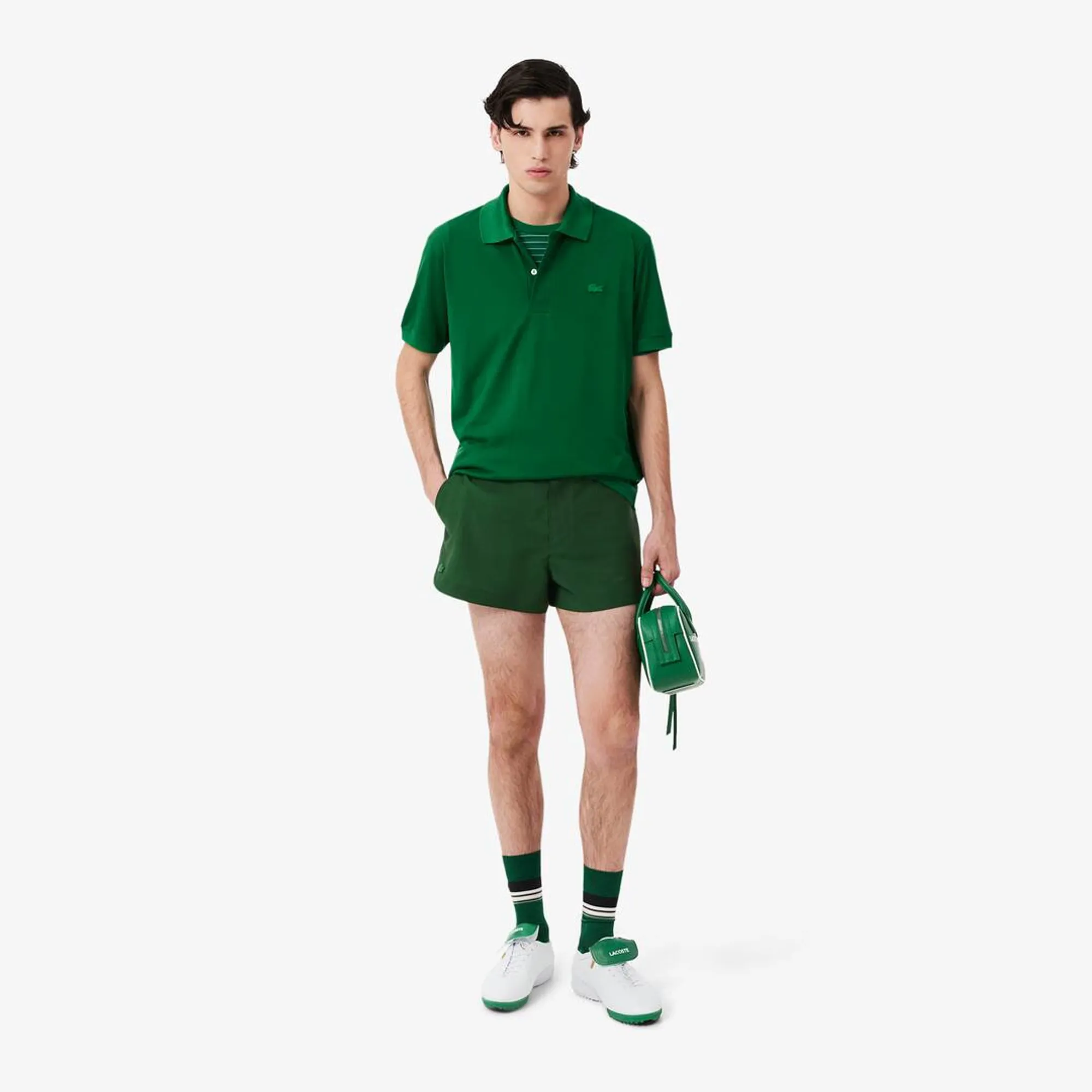 Lacoste Runway Trim Accent Wool Shorts - Green