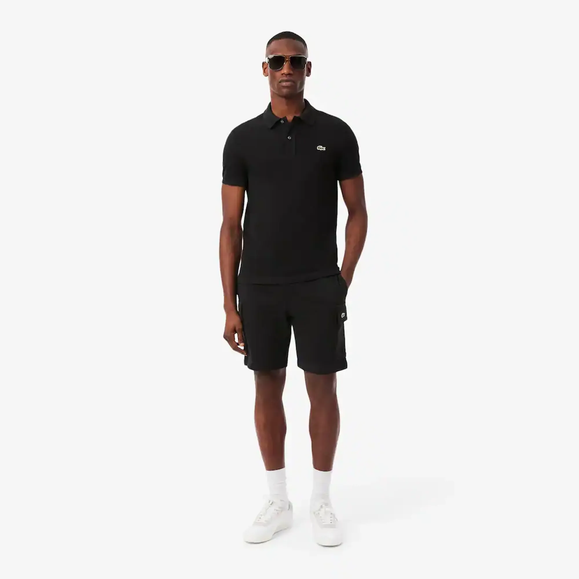 Lacoste Cotton Fleece Cargo Shorts - Noir