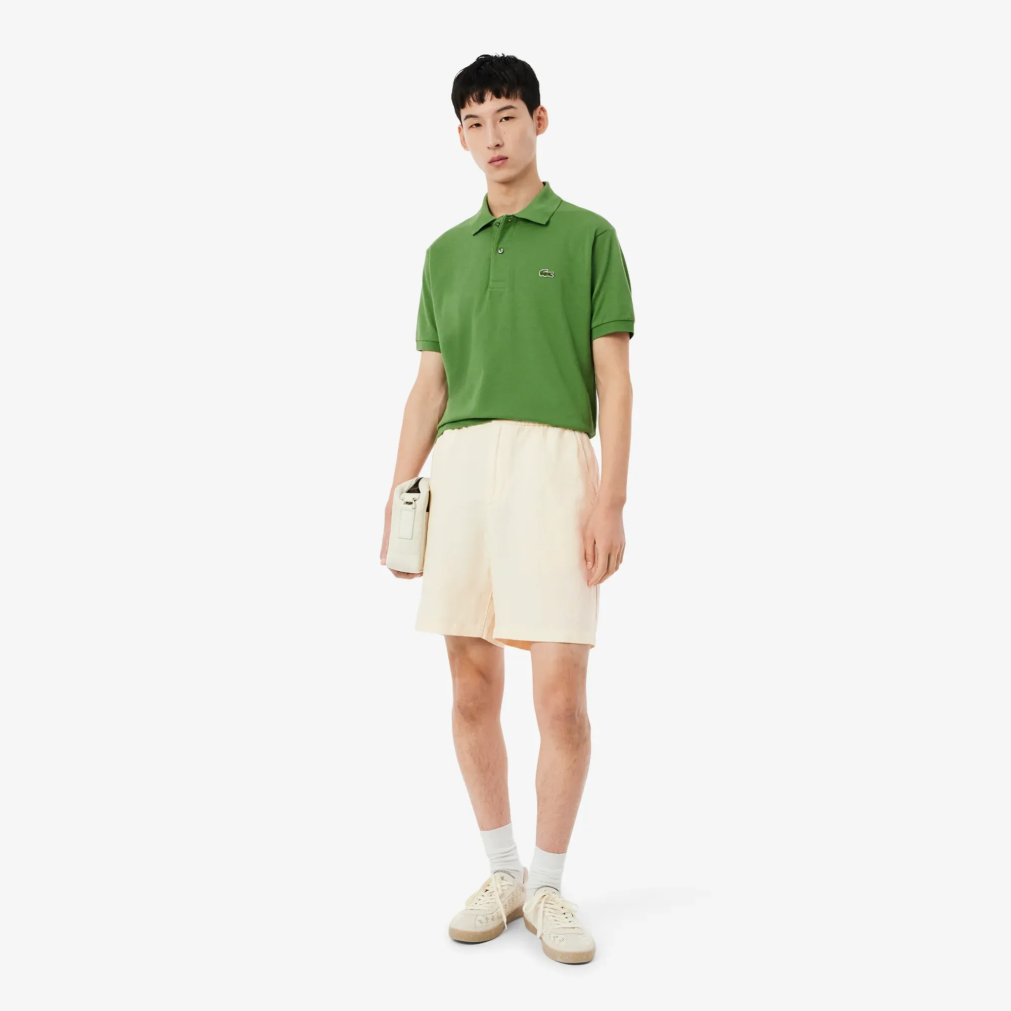Lacoste Regular Fit Linen Blend Twill Shorts - Beige