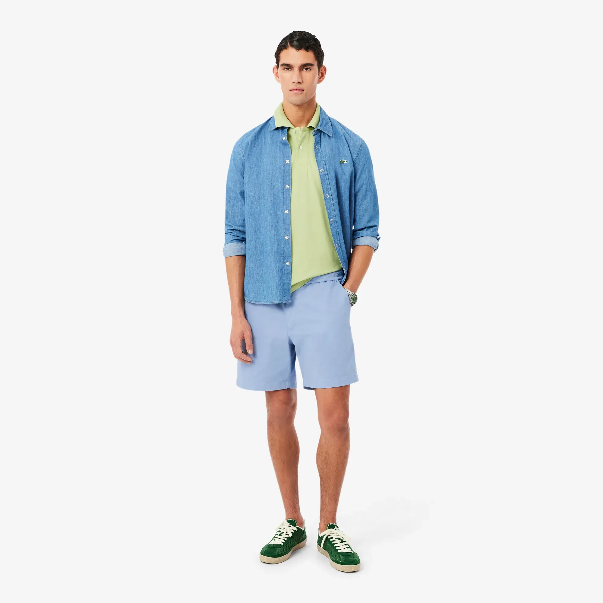 Lacoste Regular Fit Stretch Cotton Shorts - Light Blue