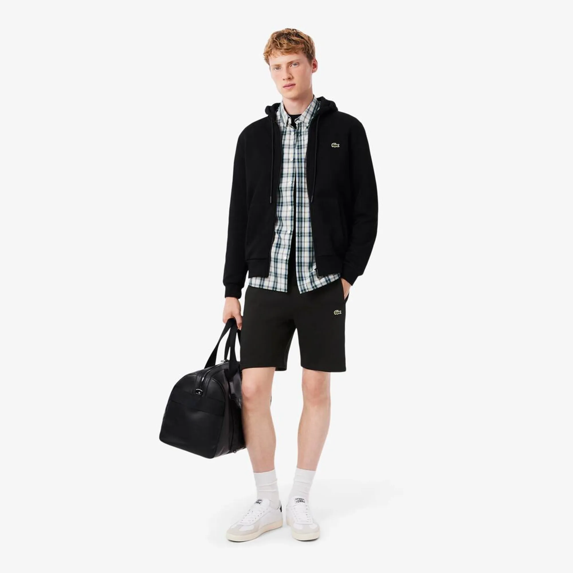 Lacoste Colour-Block Fleece Shorts - Black / White / Green
