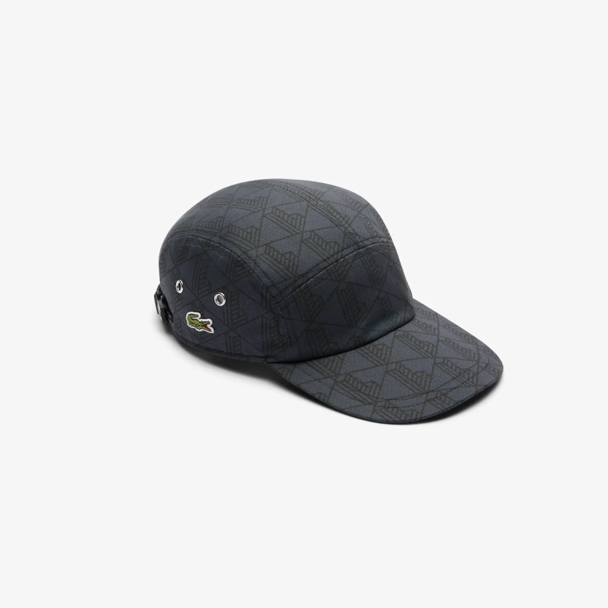 Lacoste Printed Twill Jockey Cap - Dark Grey / Black