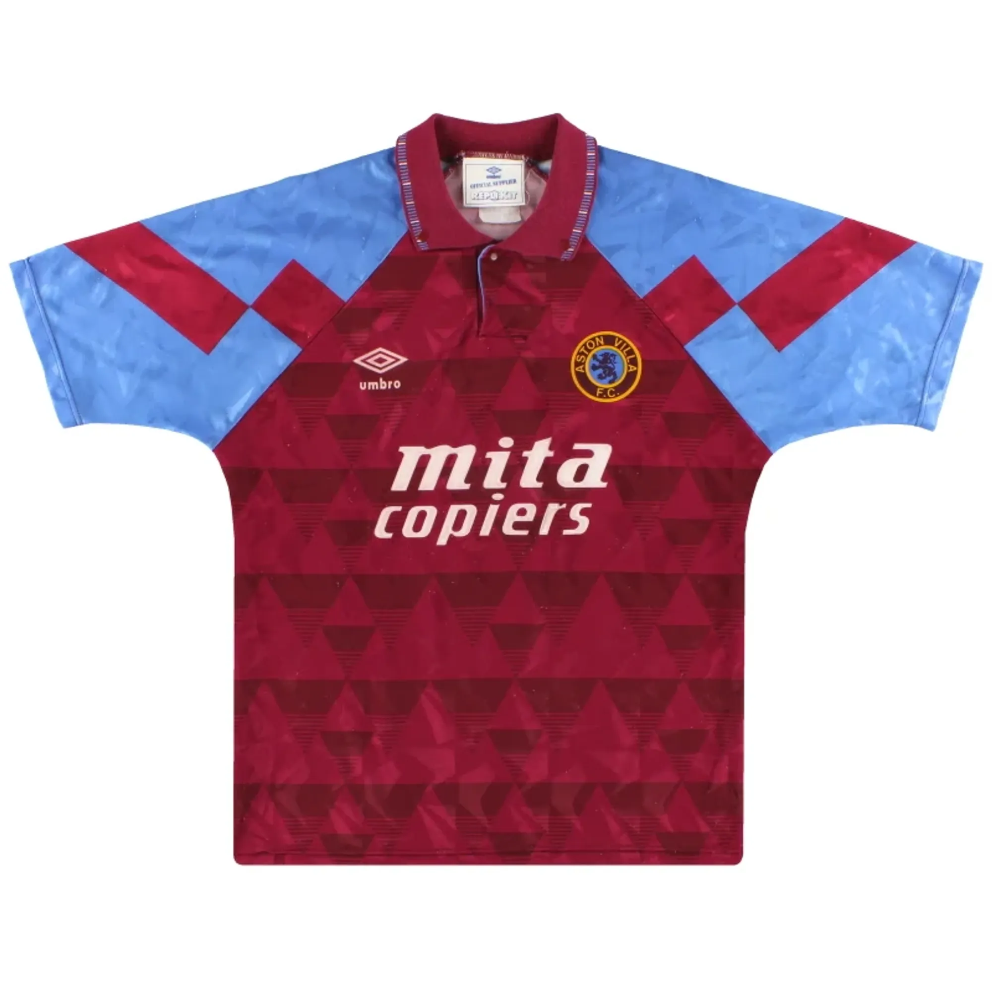 1990-92 Aston Villa Umbro Home Shirt L - Aston Villa / Excellent 