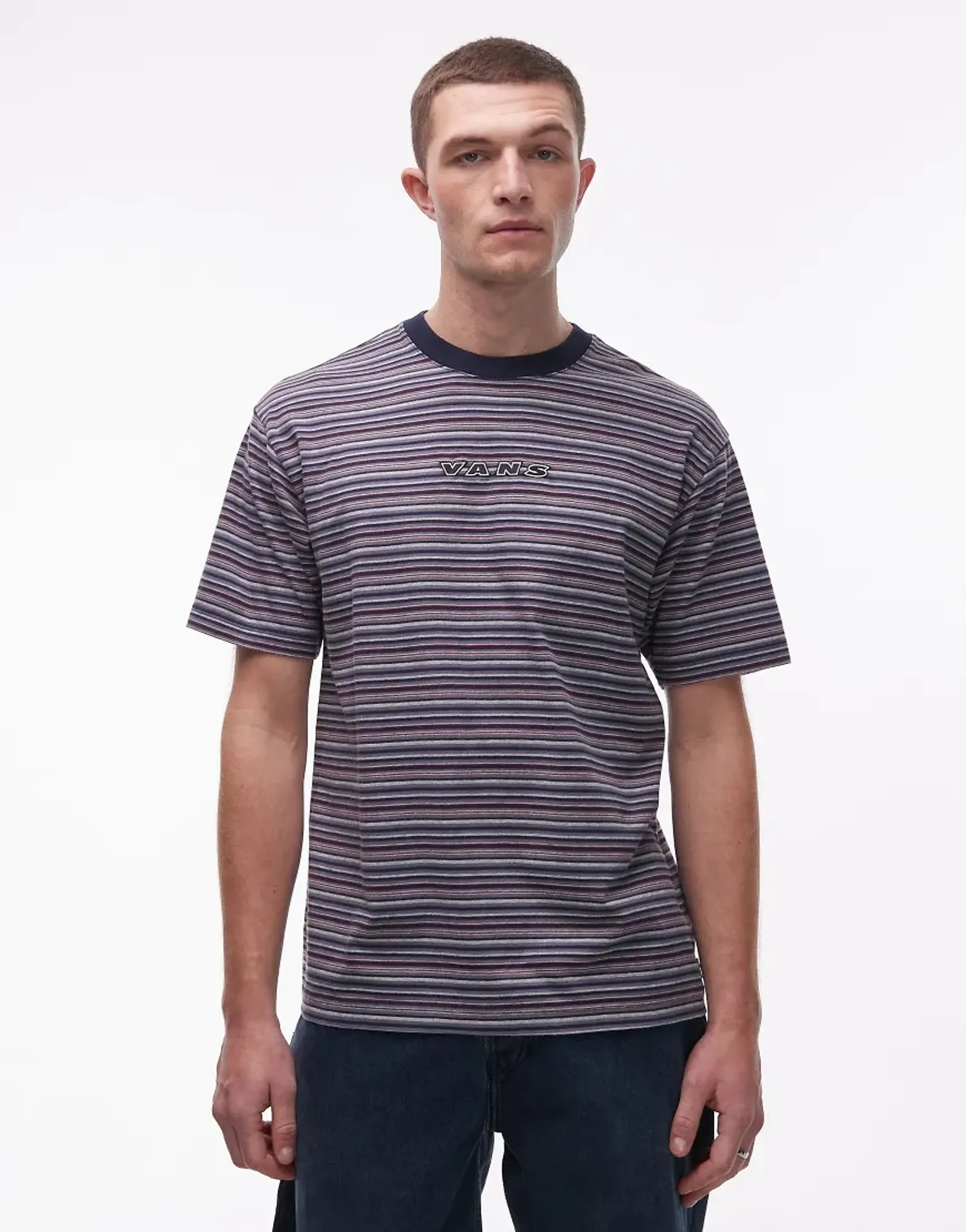 Vans Cameron Stripe Short Sleeve T-Shirt In Blue